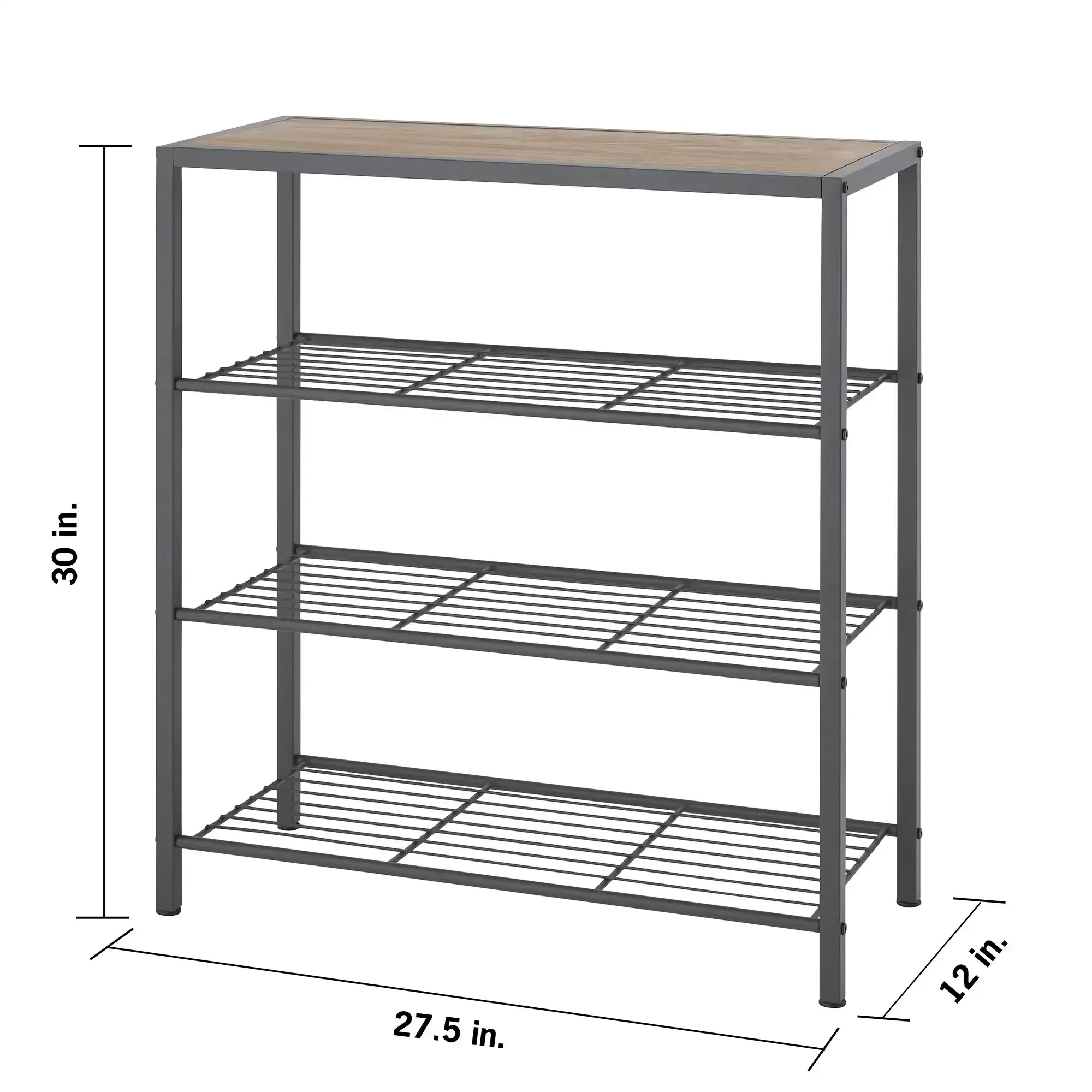TRINITY 4-tier Shoe Rack with Console Top, Dark Gray - Image 3