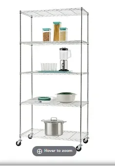 Trinity Basics 5-Tier Wire Shelving, NSF, with Wheels