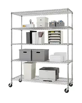 Trinity Basics 5-Tier Wire Shelving, NSF, with Wheels
