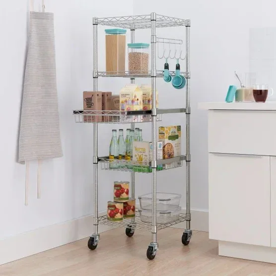 TRINITY EcoStorage 5-Tier NSF Rack w/ Sliding Pull-Out Baskets & Wheels - Image 2