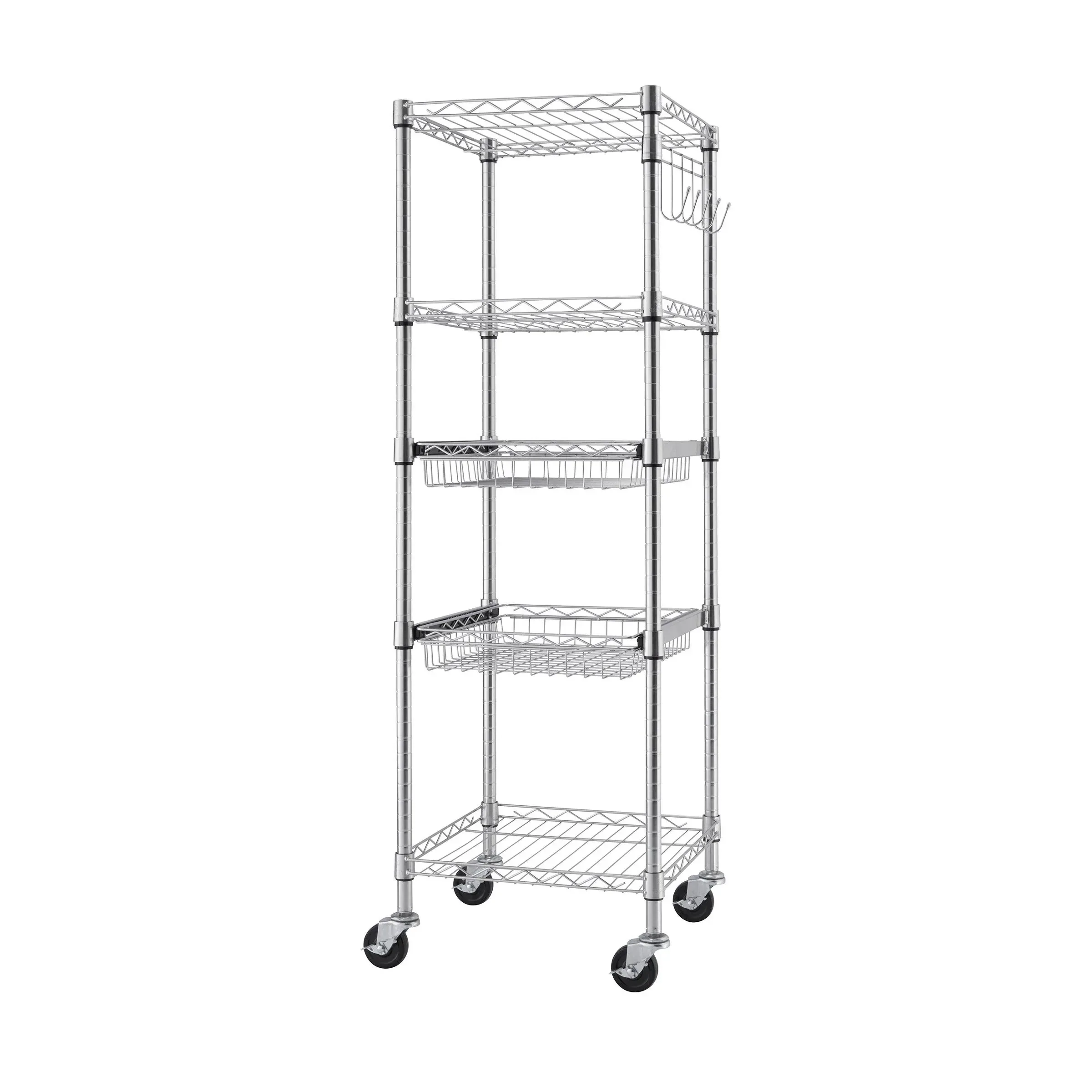 TRINITY EcoStorage 5-Tier NSF Rack w/ Sliding Pull-Out Baskets & Wheels - Image 3
