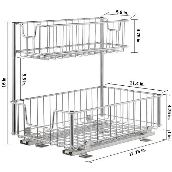 TRINITY Wire Undersink Organizer with Slide, 2-pack - Image 2