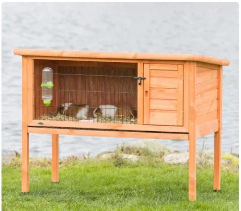 TRIXIE Elevated Weatherproof Outdoor 1-Story Wooden Small Animal Hutch with Tray, Brown - Image 3