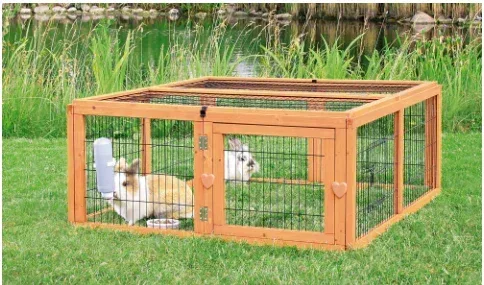 TRIXIE Weatherproof Outdoor Medium Small Animal Cage & Run Extension w-Hinged Roof, Brown - Image 3