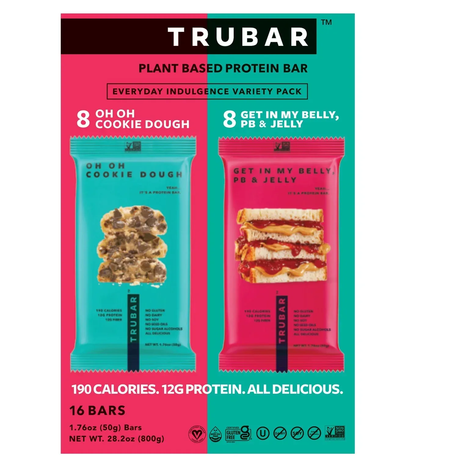 TRUBAR Plant Based Protein Bar Variety Pack, 16 pk.