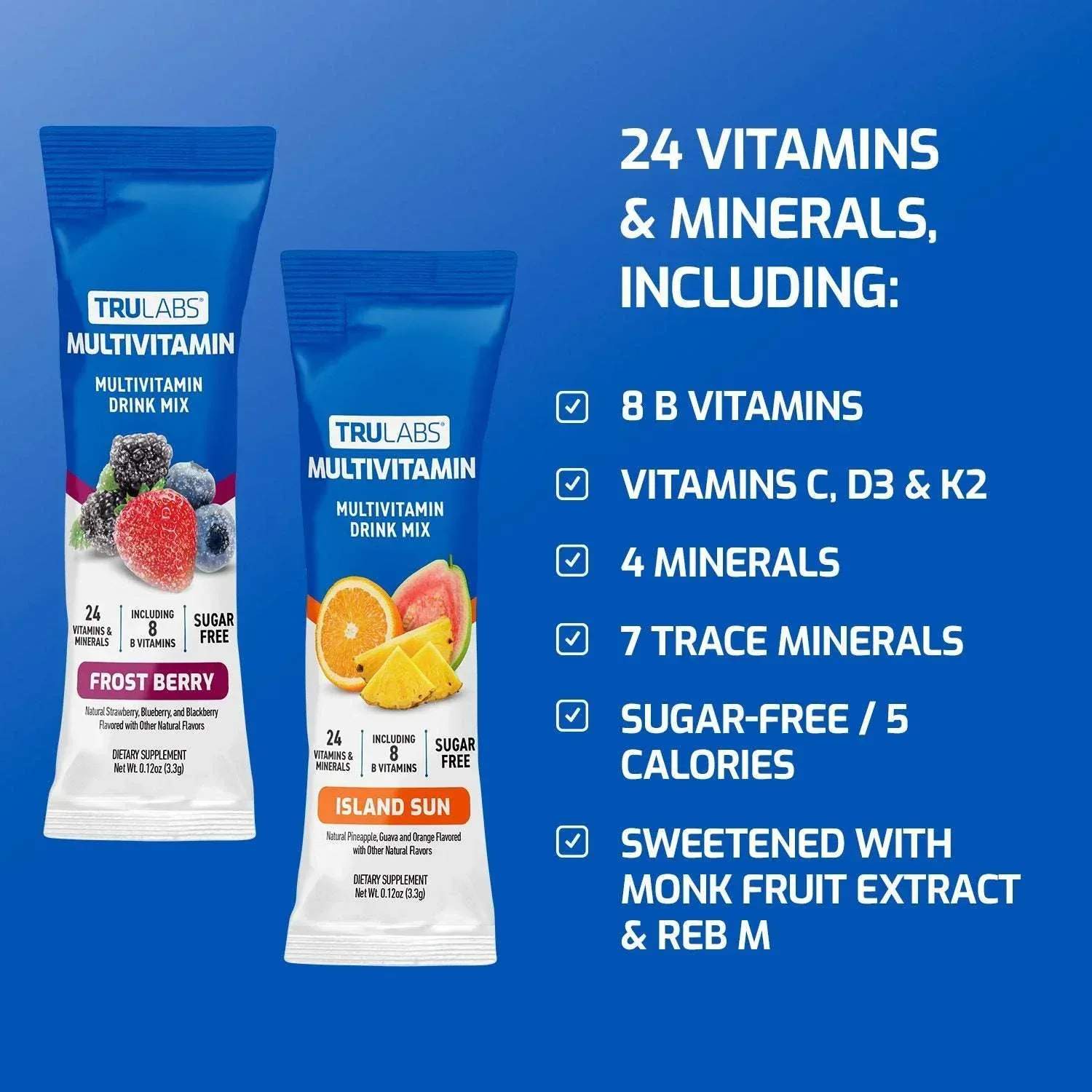 TruLabs Multivitamin Drink Mix Powder Island Sun and Frost Berry 30 ct. - Image 3