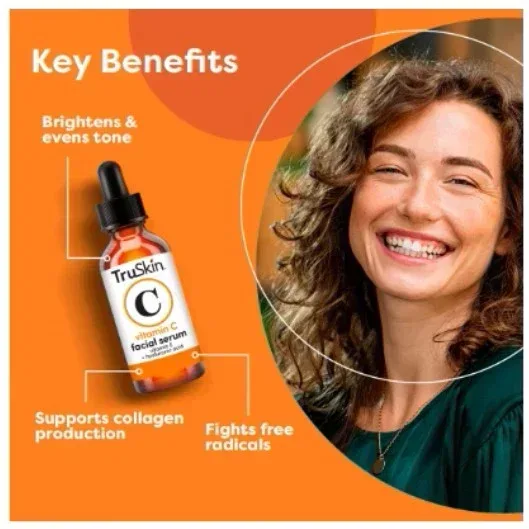 TruSkin Vitamin C Face Serum, Brightening & Anti-Aging with Squalane & Vitamin E, 1 fl oz - Image 3