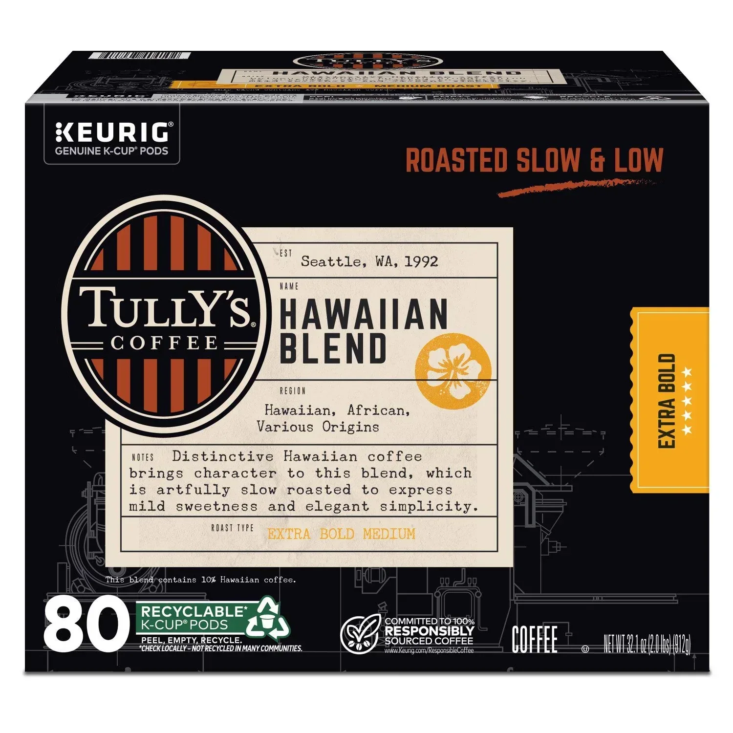 Tully's Coffee Medium Roast K-Cup Pods, Hawaiian Blend, 80 ct. - Image 2