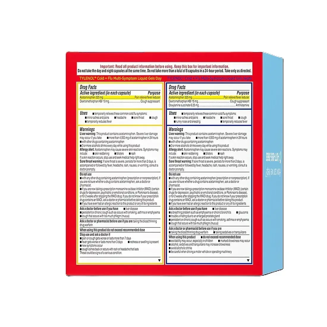 Tylenol Day & Night Cold + Flu Combo Pack, 72ct (48 Day + 24 Night) - Image 2