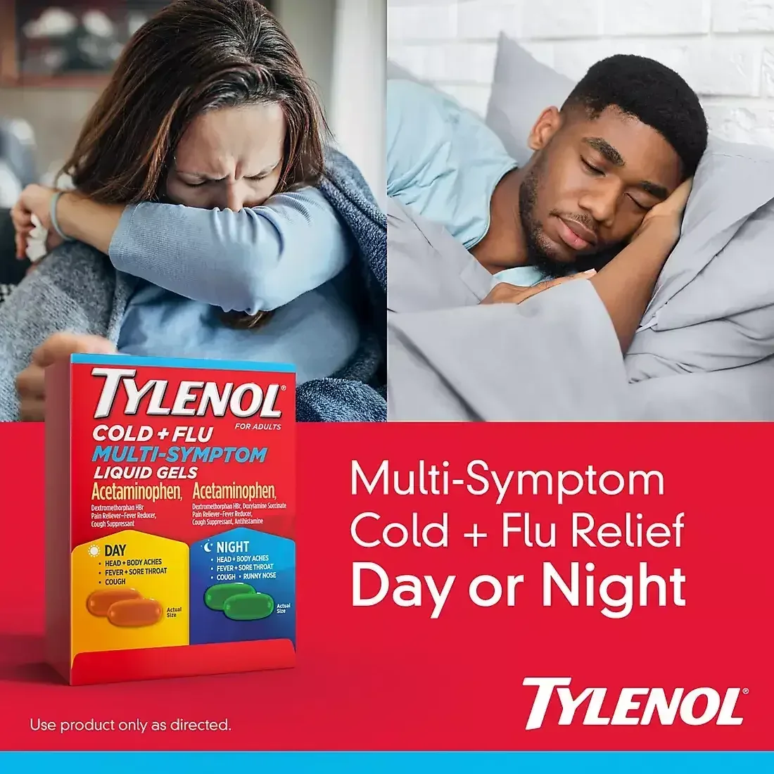 Tylenol Day & Night Cold + Flu Combo Pack, 72ct (48 Day + 24 Night) - Image 3