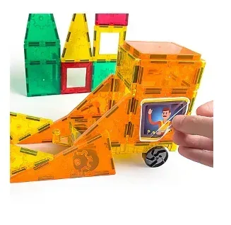Tytan 60-Pc. Magnetic Tiles Construction Site and Trucks Building Blocks Set - Image 3