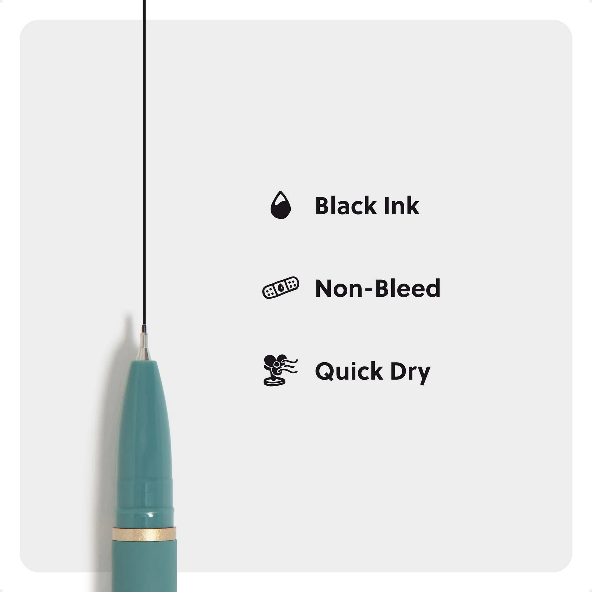 U Brands Catalina Felt Tip Pens, 3 Count, Soft Touch, Medium (0.7 mm) Point, Black Ink - Image 4