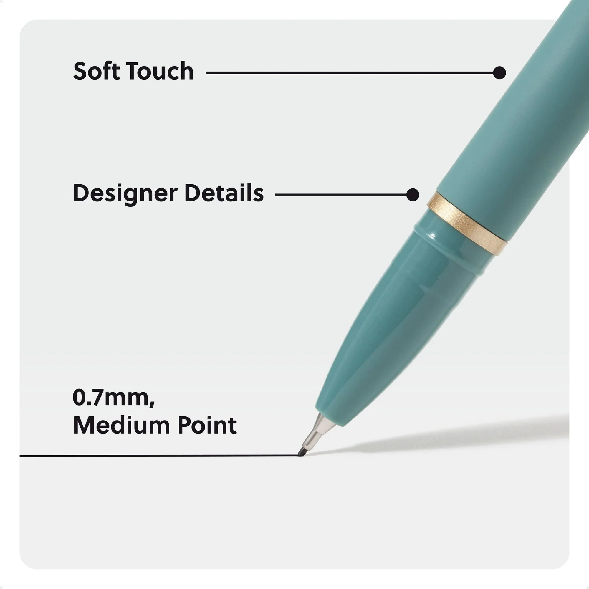 U Brands Catalina Felt Tip Pens, 3 Count, Soft Touch, Medium (0.7 mm) Point, Black Ink - Image 5