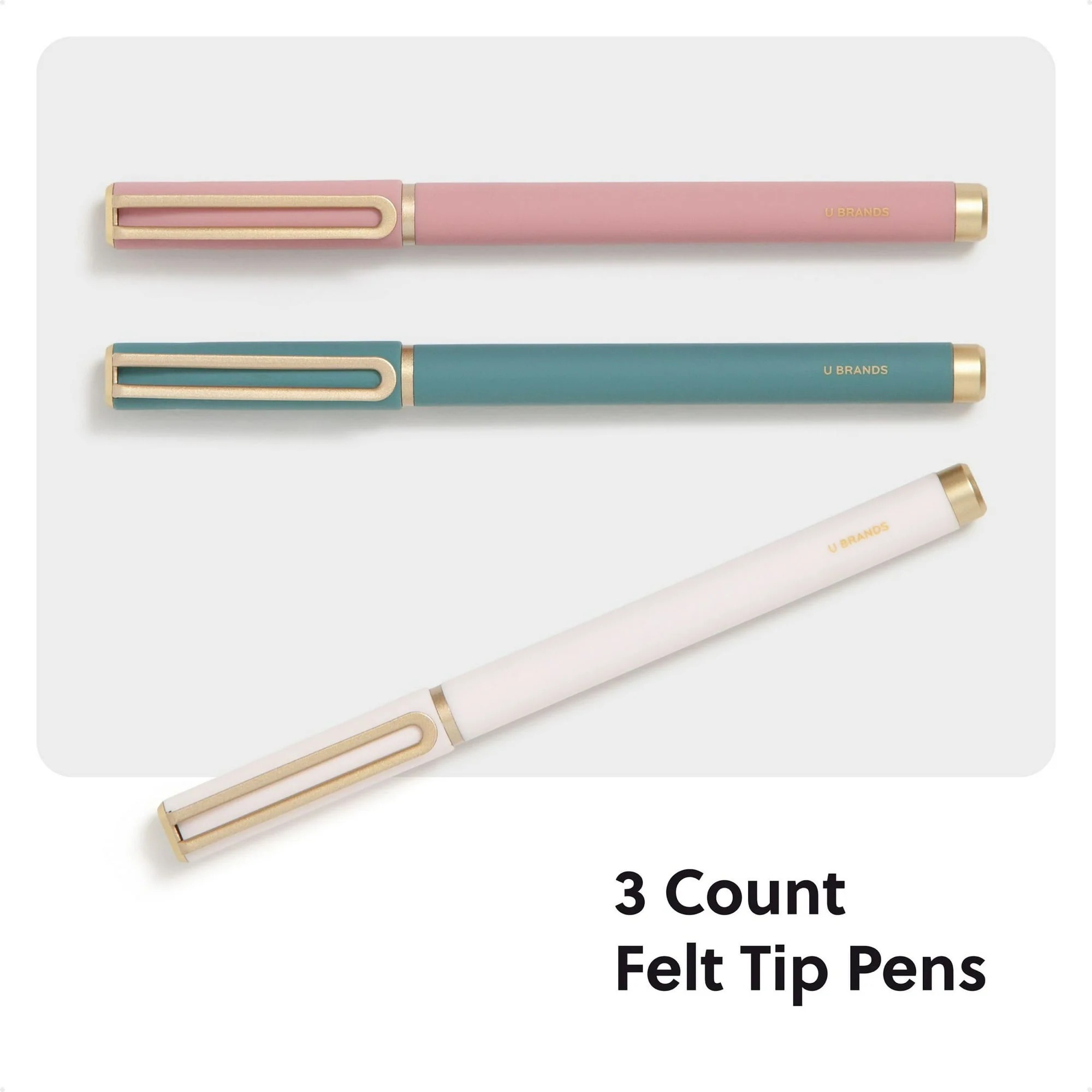 U Brands Catalina Felt Tip Pens, 3 Count, Soft Touch, Medium (0.7 mm) Point, Black Ink - Image 6