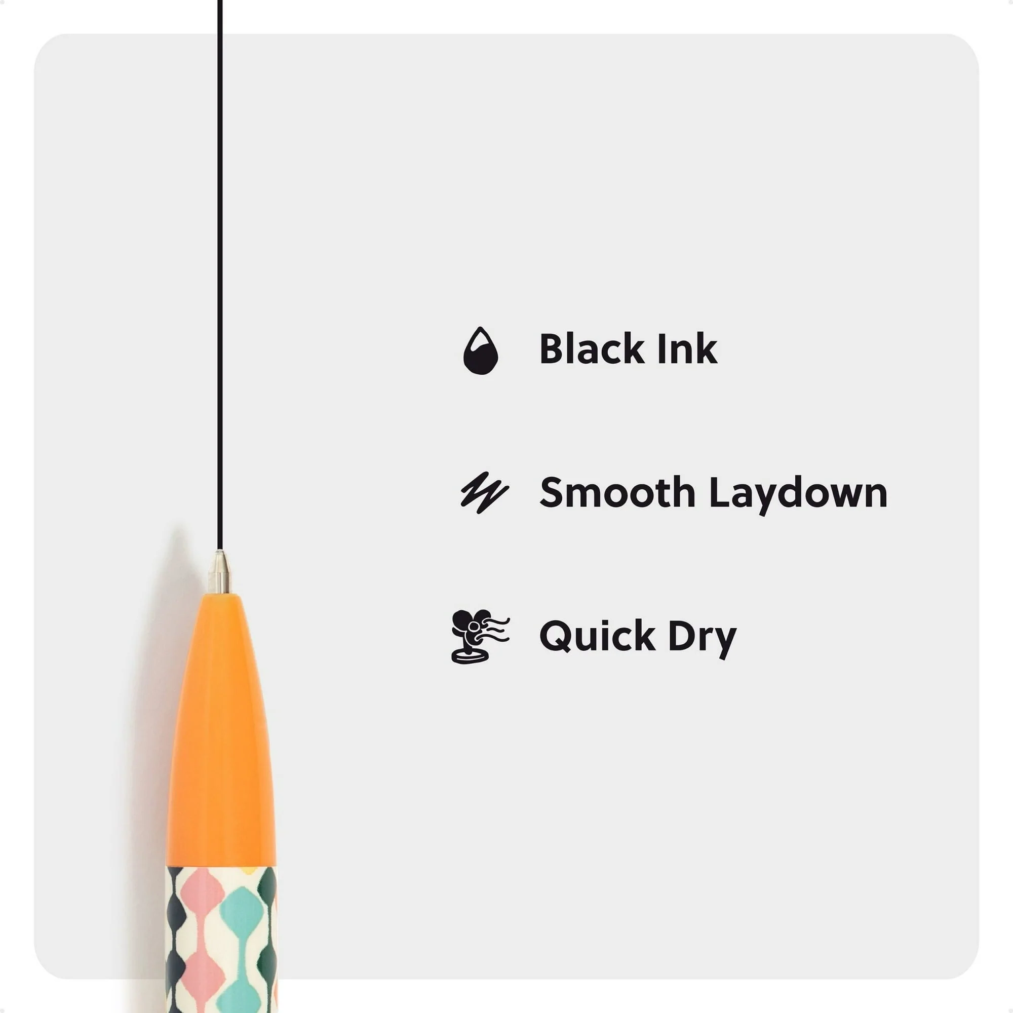 U Brands Laguna Ballpoint Pens, 6 Count, Colorful Cubist, Bold (1.0mm) Point, Black Ink - Image 10