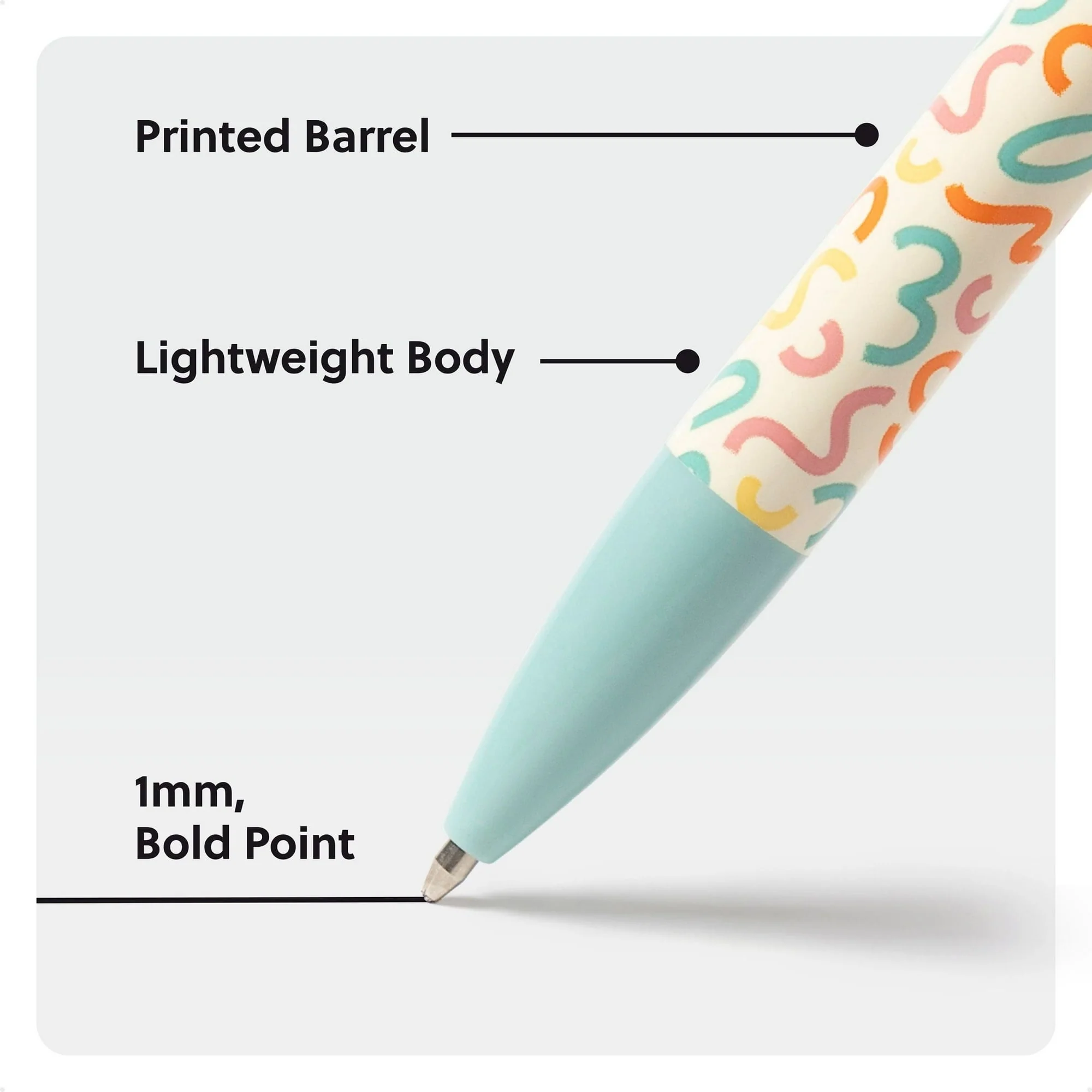 U Brands Laguna Ballpoint Pens, 6 Count, Colorful Cubist, Bold (1.0mm) Point, Black Ink - Image 11