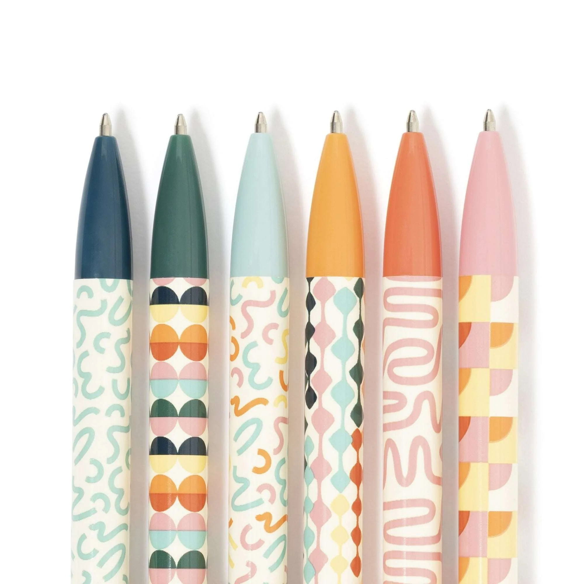 U Brands Laguna Ballpoint Pens, 6 Count, Colorful Cubist, Bold (1.0mm) Point, Black Ink - Image 4