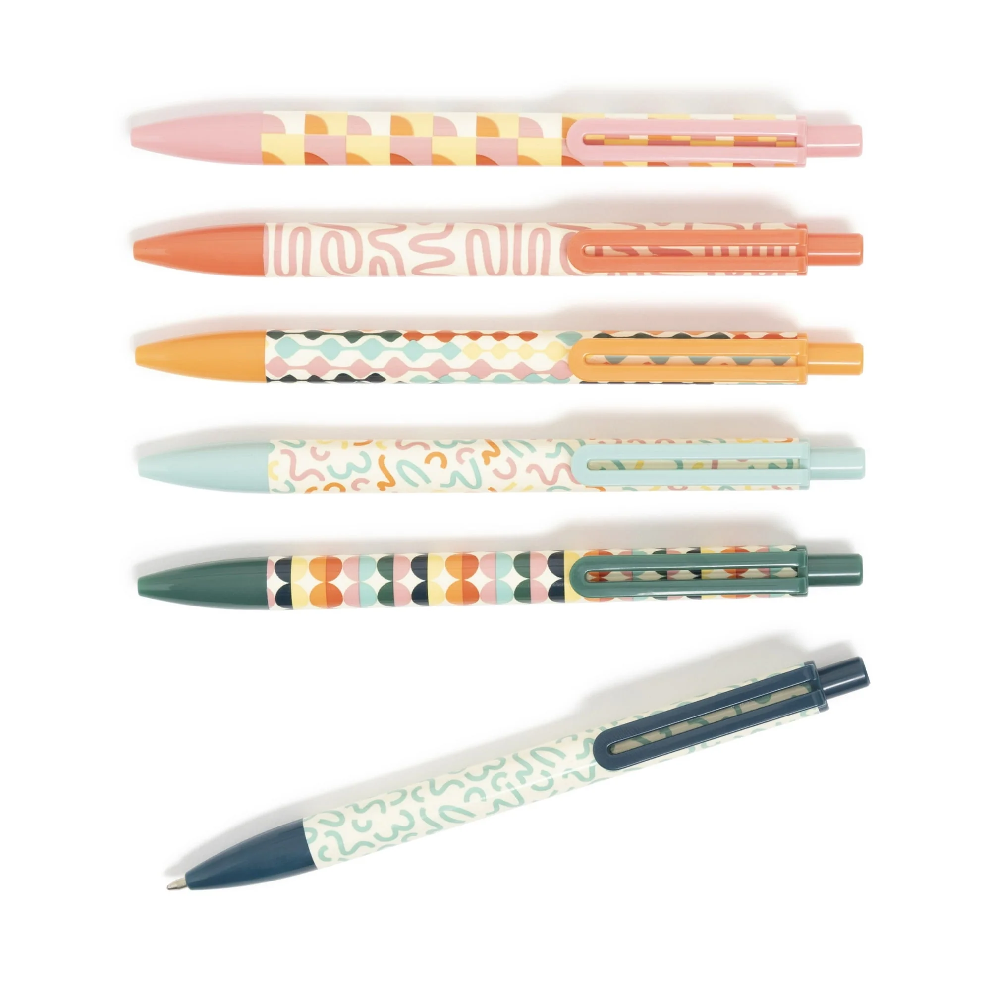 U Brands Laguna Ballpoint Pens, 6 Count, Colorful Cubist, Bold (1.0mm) Point, Black Ink - Image 5