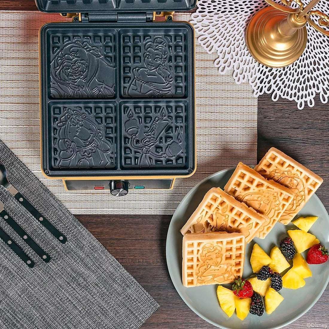 Uncanny Brands Disney Beauty and the Beast Waffle Maker - Image 5