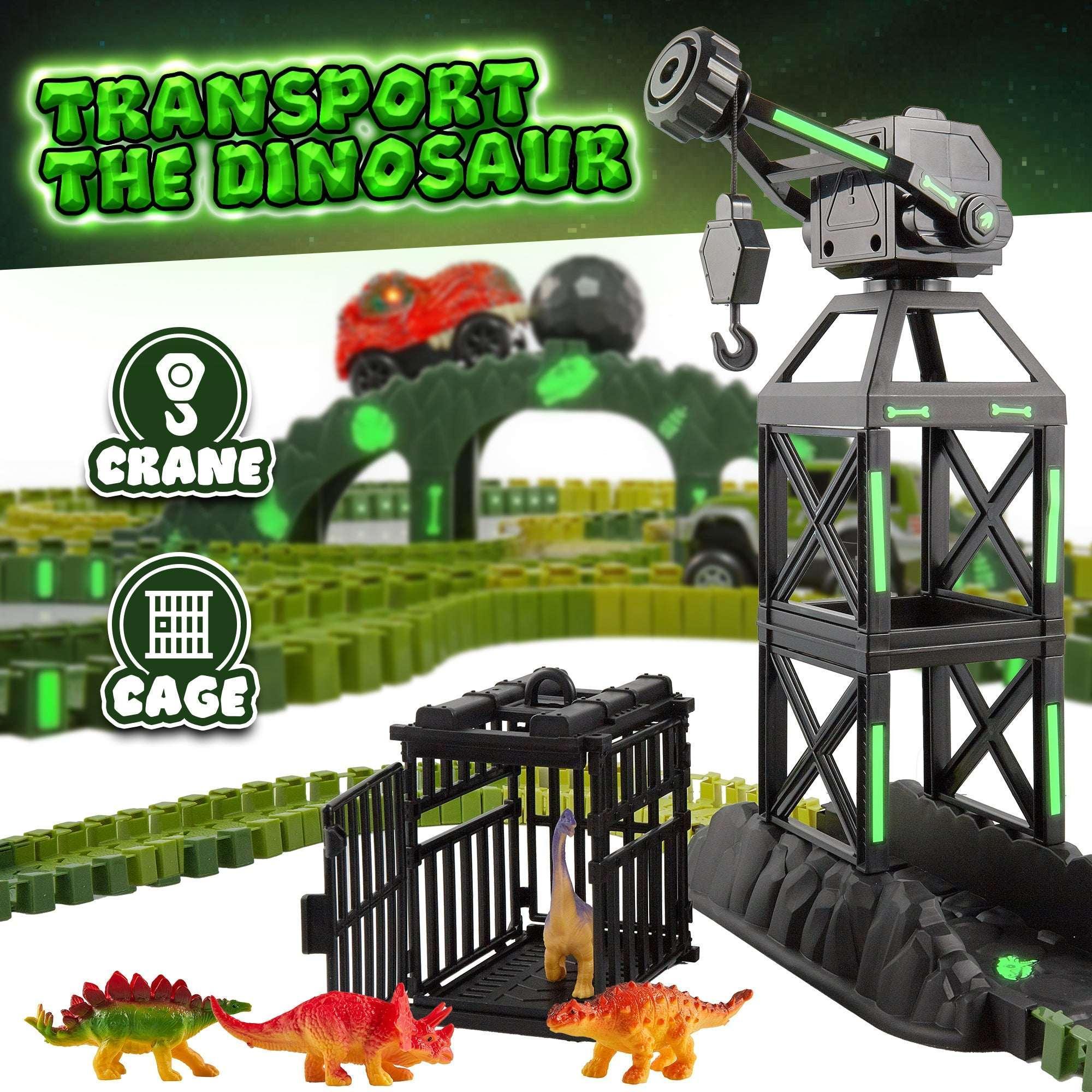 USA Toyz Dinosaur Dash Track 6 Dinosaurs LED Dino Car STEM Set Toy 225 Piece Tracks for Kids Ages 3+ - Image 8