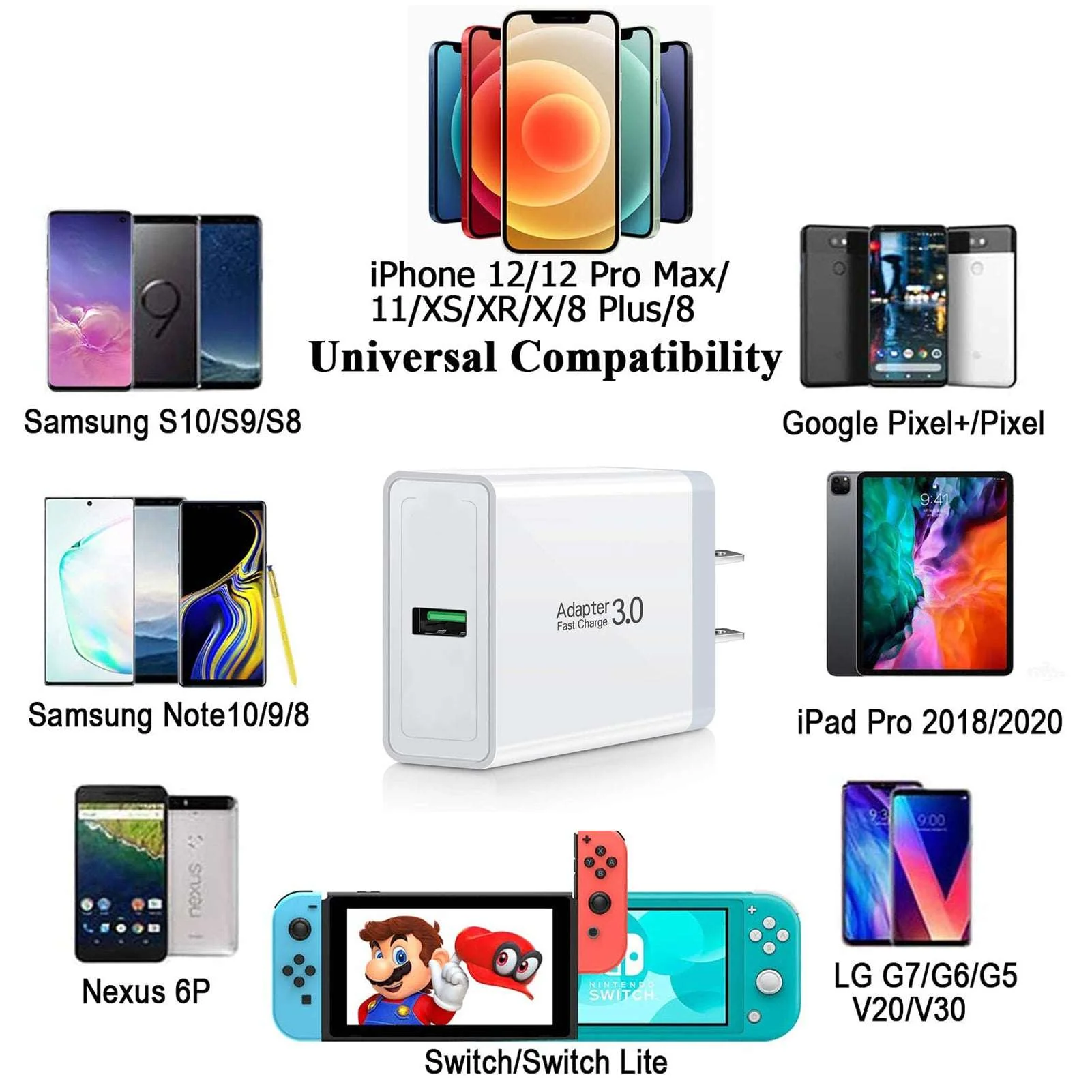USB Charger , Wall Charger and a Charging Cable Compatible with iPhone , iPad, iPod Touch, iPods, android - Image 7