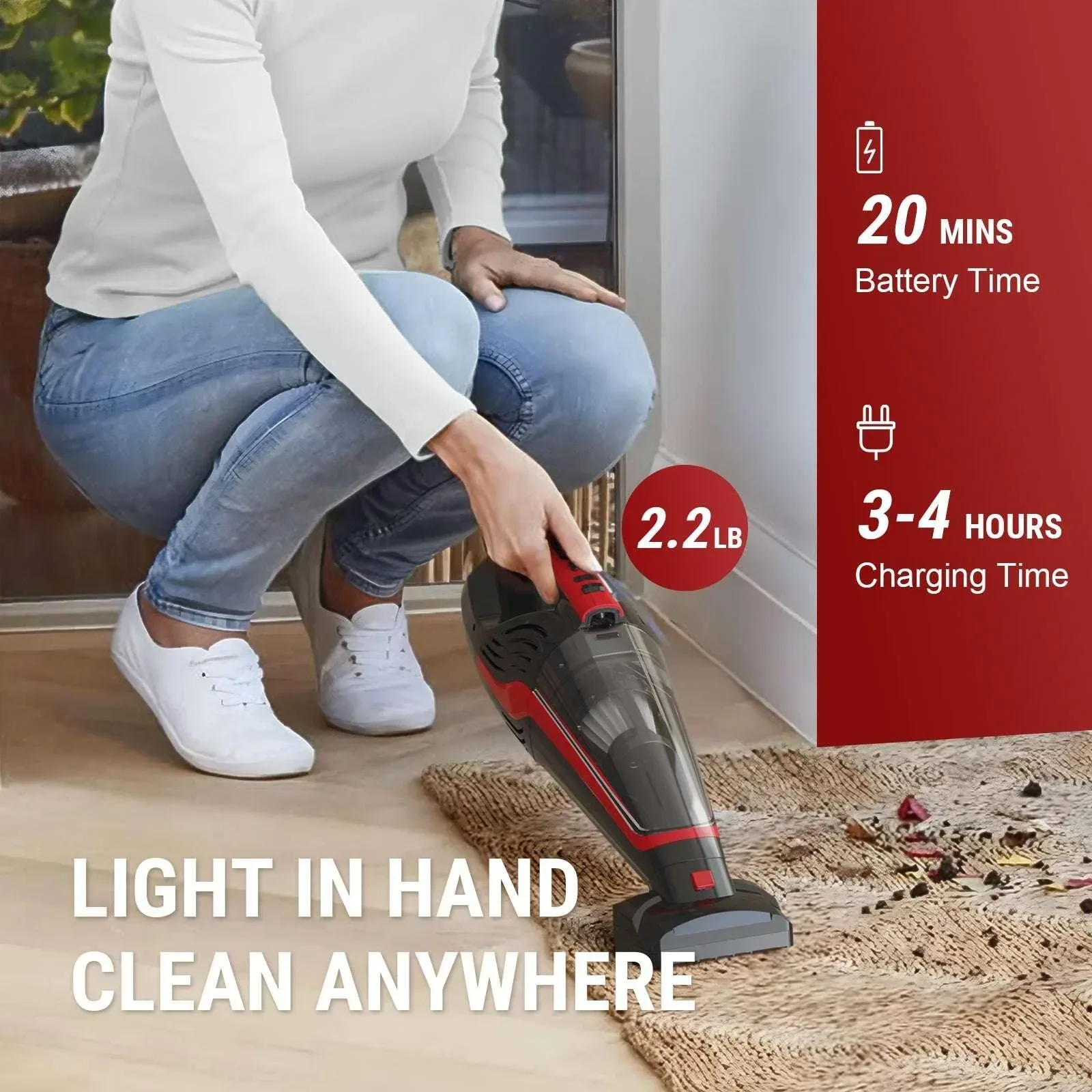 VacLife Cordless Handheld Vacuum, Car Vacuum Cleaner Rechargeable with Motorized Brush, Powerful Stair Vacuum - Image 2