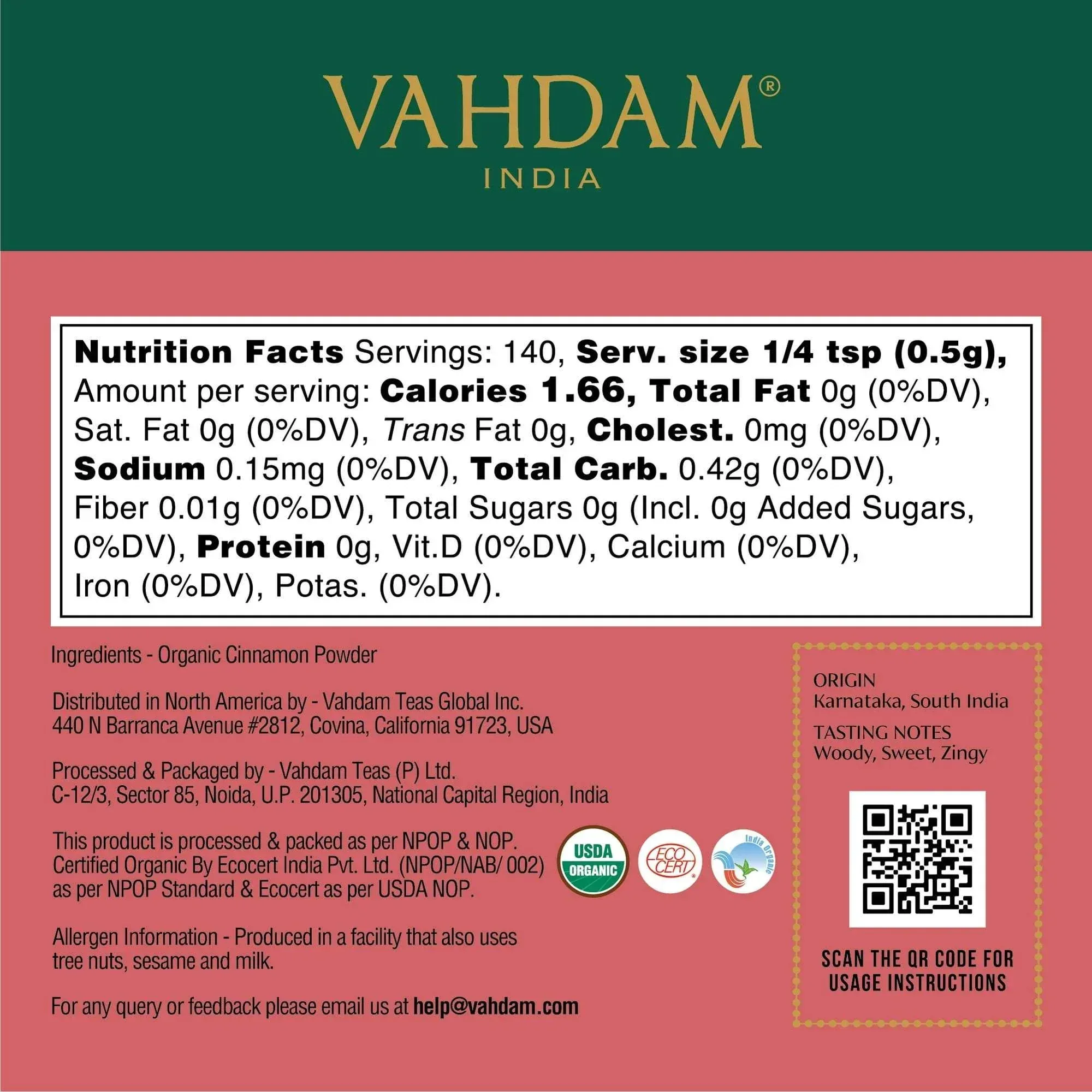 VAHDAM, Organic Cinnamon Powder (2.47oz) Gluten-Free, Raw Ground Cinnamon, Direct from Source - Image 6