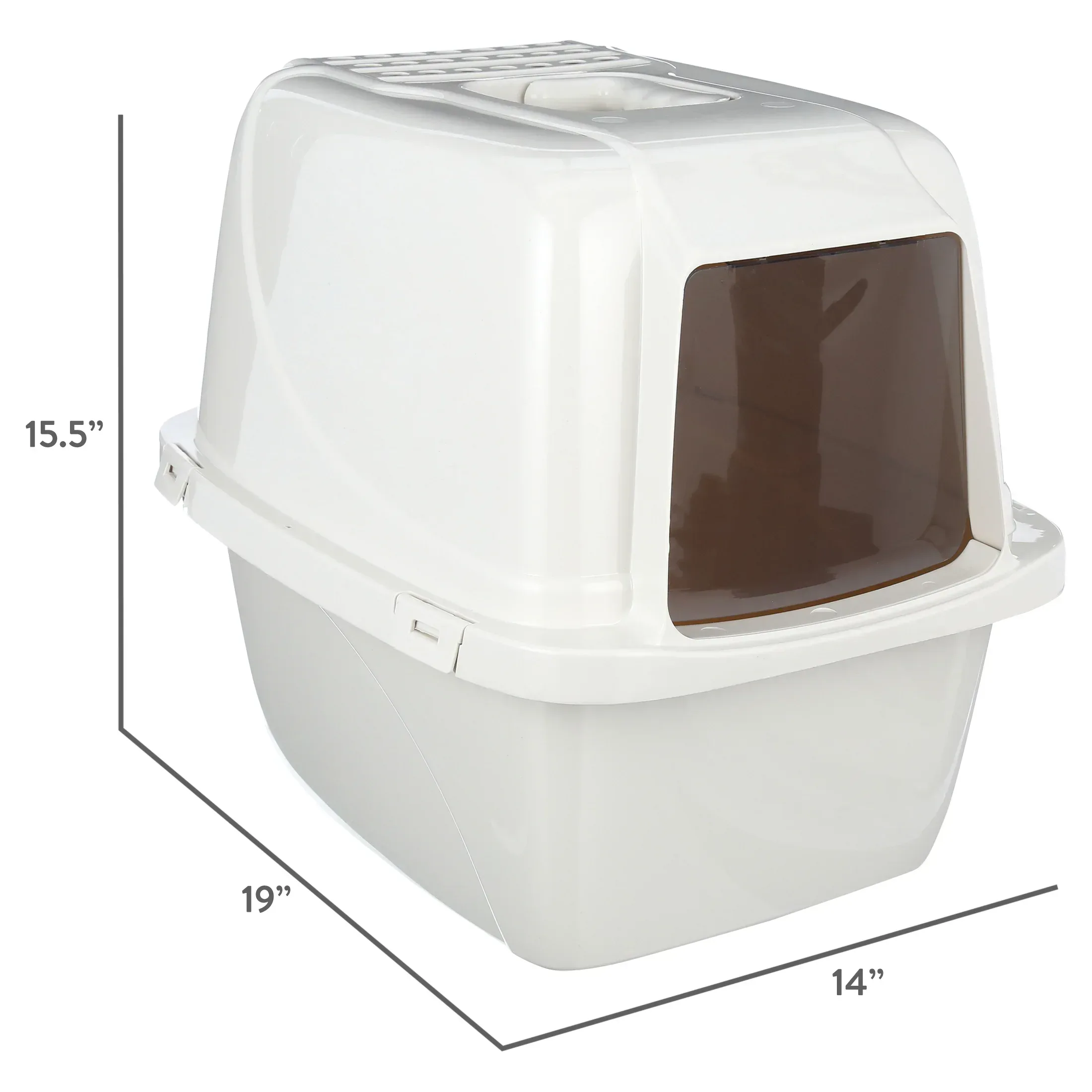 Van Ness Pets Odor Control Large Enclosed Cat Litter Box, Hooded, Pearl - Image 2