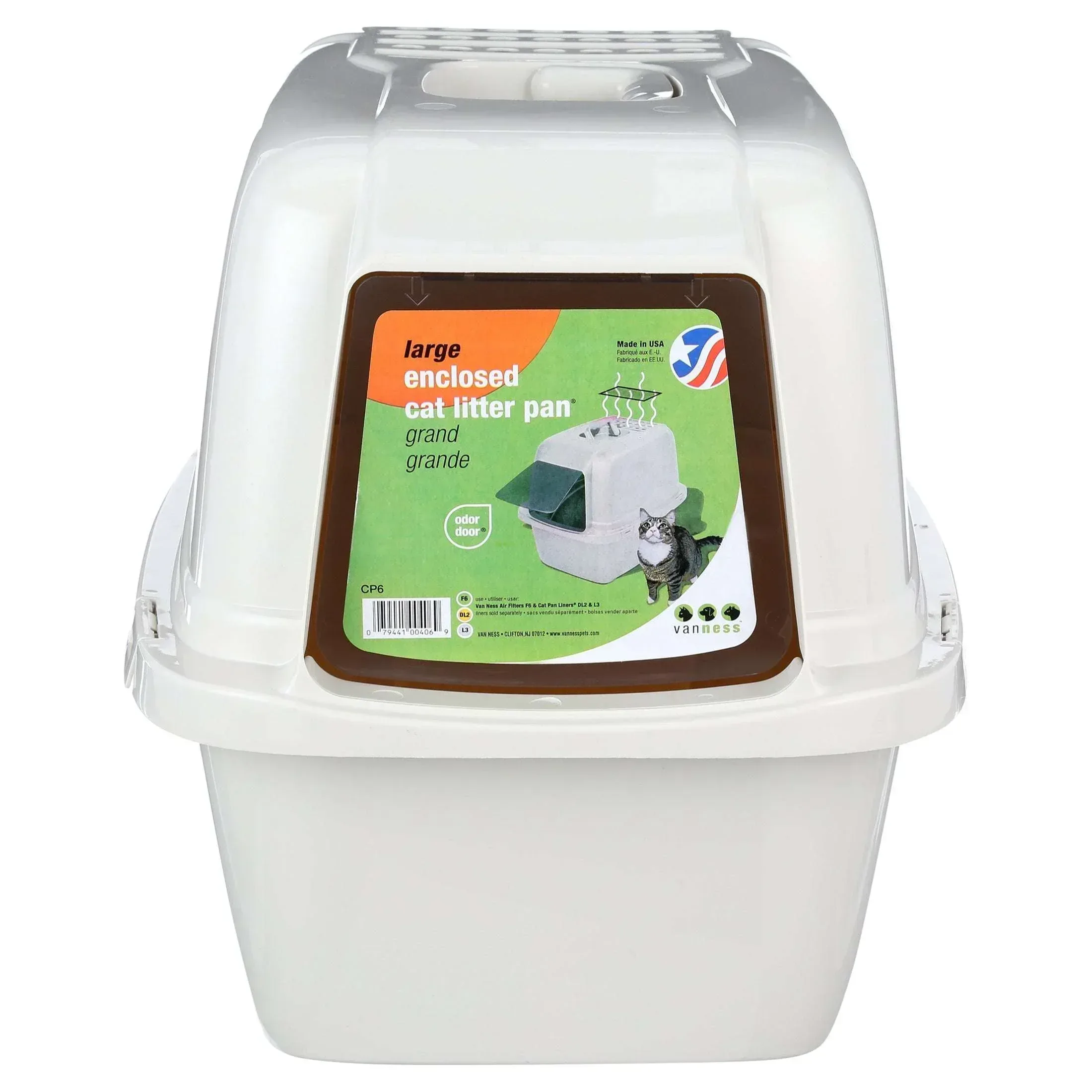 Van Ness Pets Odor Control Large Enclosed Cat Litter Box, Hooded, Pearl - Image 3