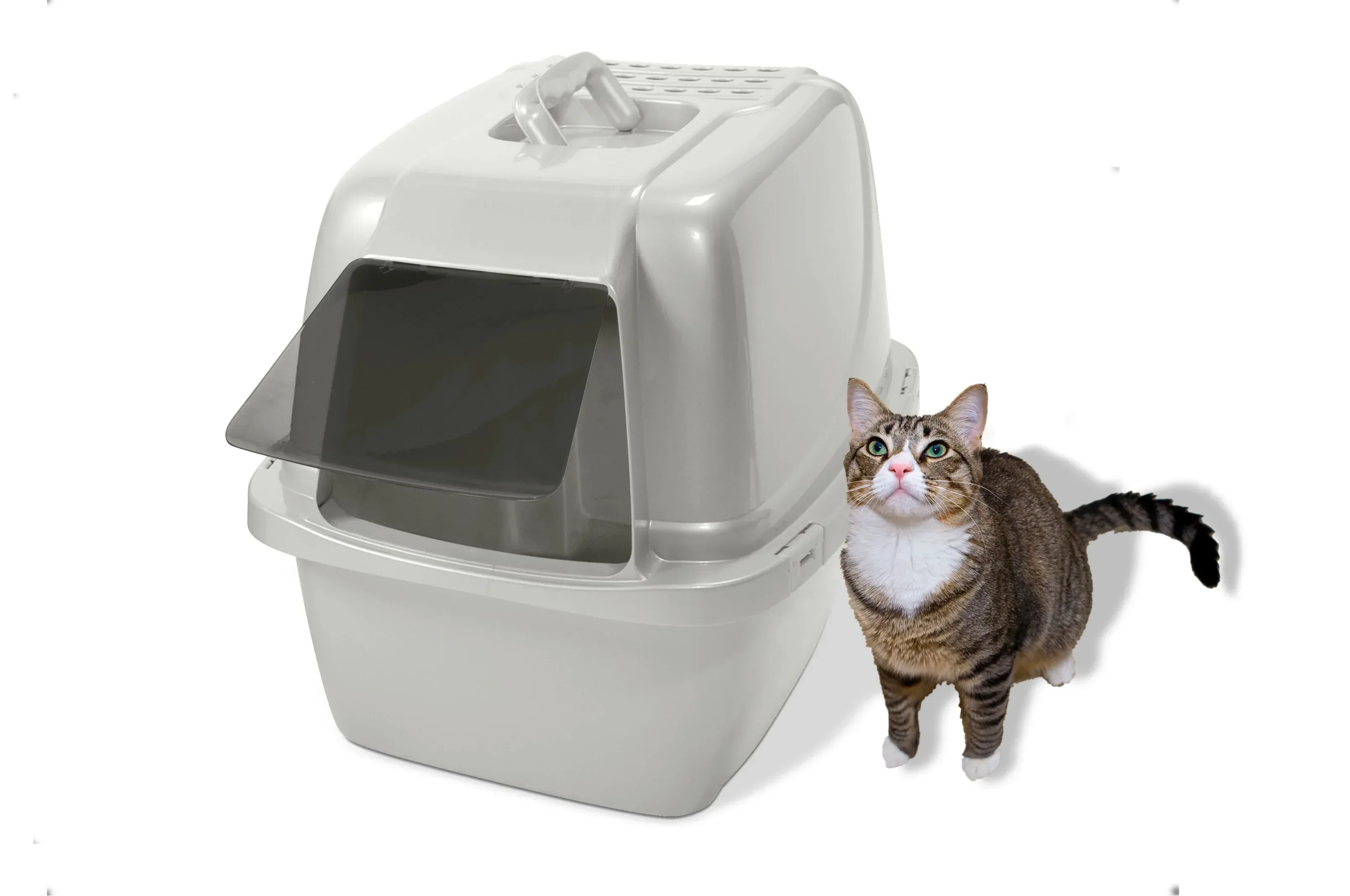 Van Ness Pets Odor Control Large Enclosed Cat Litter Box, Hooded, Pearl - Image 6