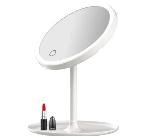 Vanity Mirror with 3 Lights, Touch Screen, Brightness Adjustable, Cosmetic (Pink) - Image 3