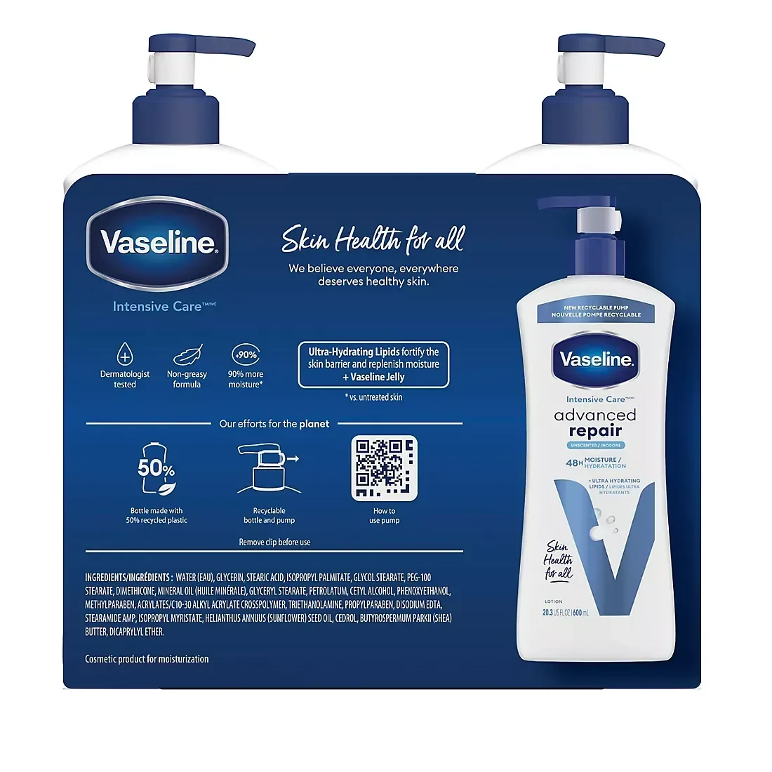 Vaseline Intensive Care Body Lotion, Advanced Repair, Unscented, 2 pk./20 oz. + Bonus 10 oz. Lotion - Image 2