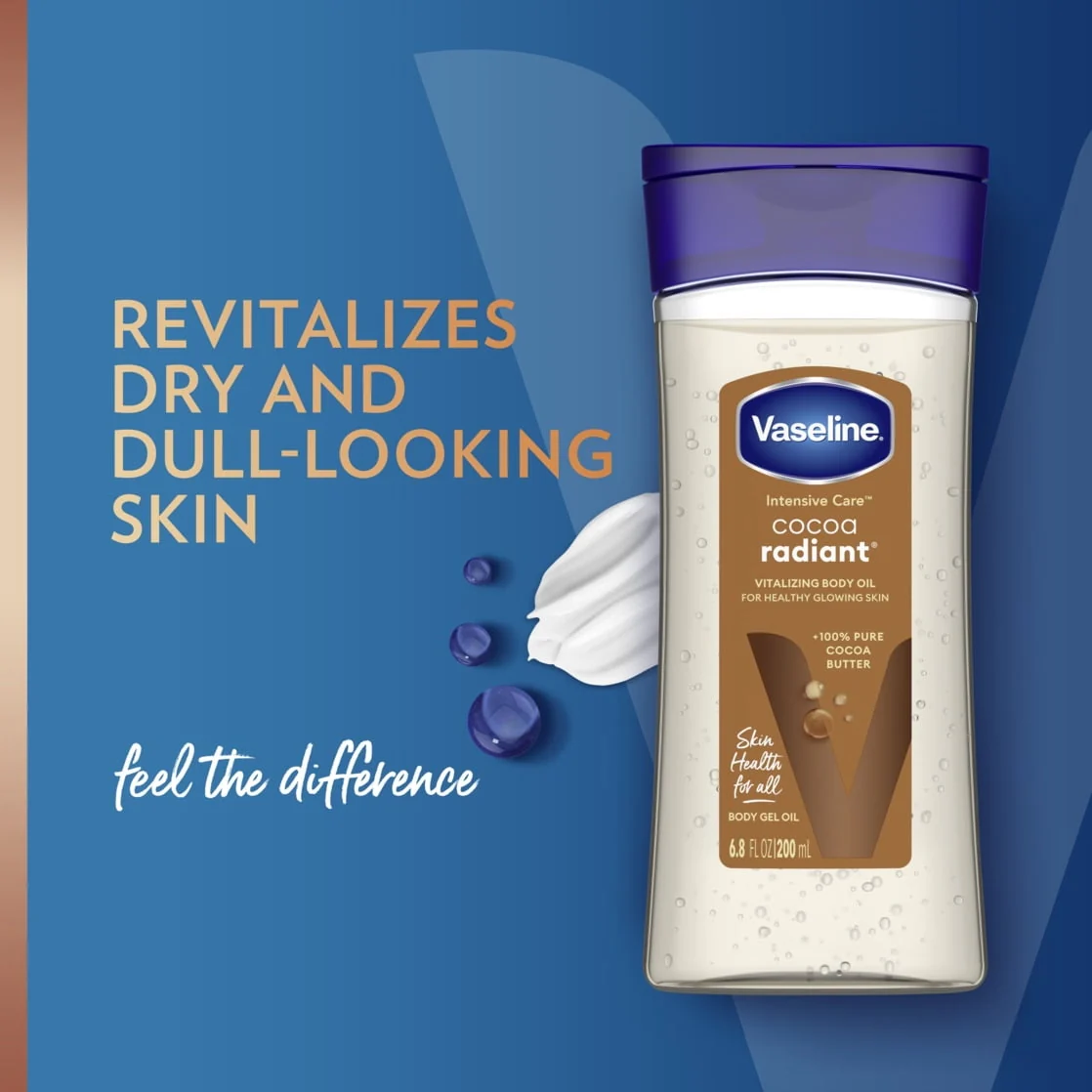 Vaseline Intensive Care Cocoa Radiant Body Gel Oil for Glowing Skin, 6.8 oz - Image 3
