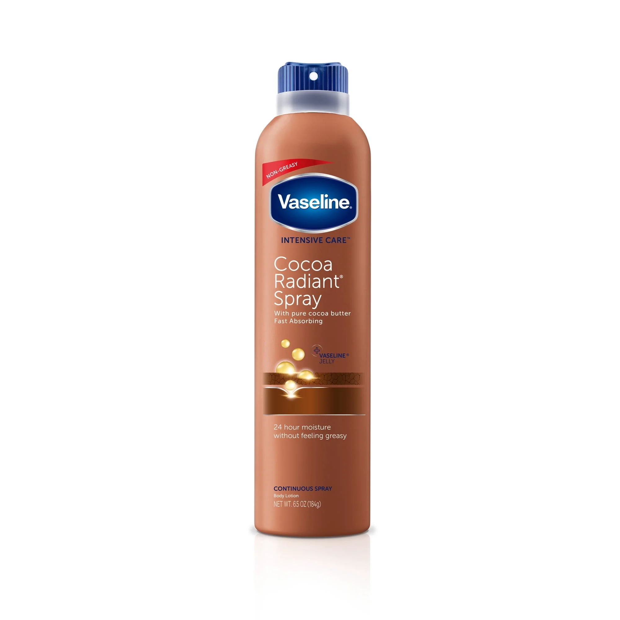 Vaseline Intensive Care Spray Moisturizer For Dry Skin Cocoa Radiant Made with 100% Pure Cocoa Butter, 6.5 oz