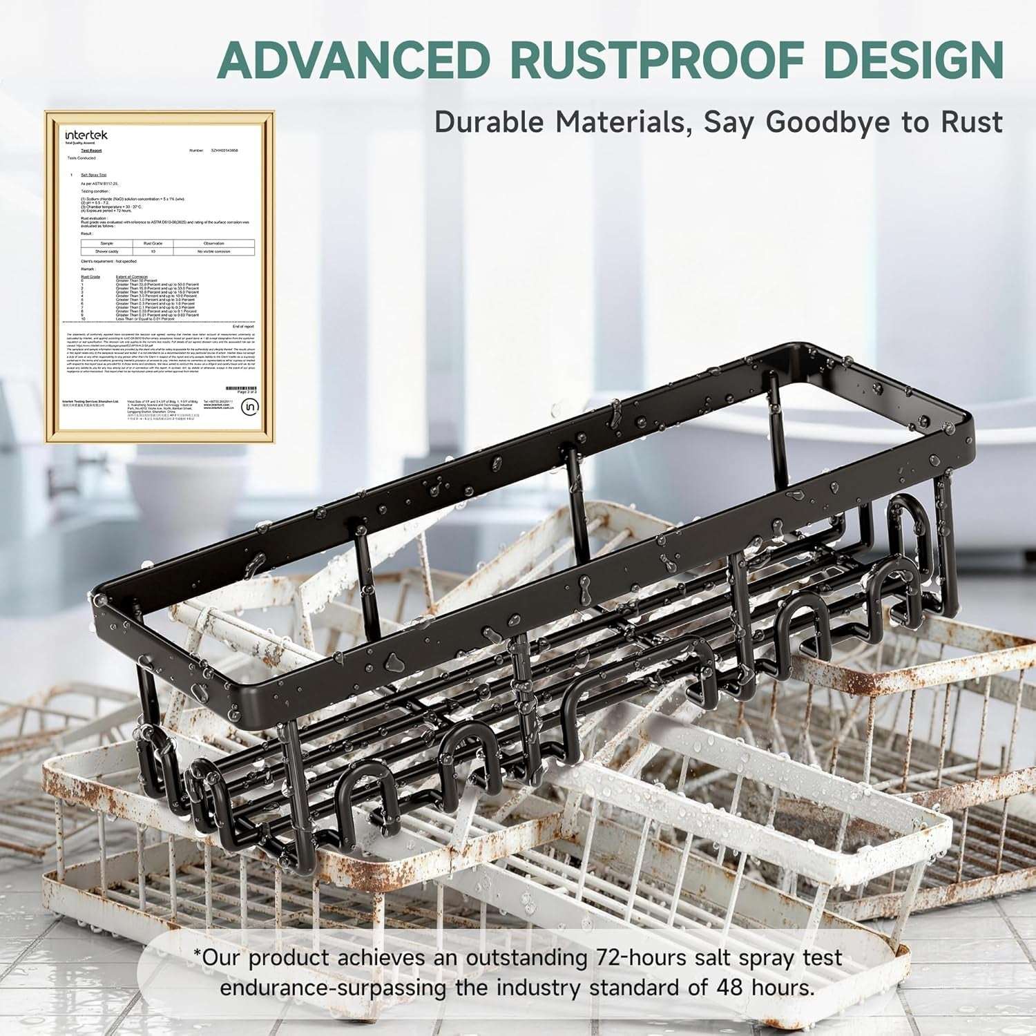 Veken Shower Caddy – Rustproof Adhesive Bathroom Organizer Set, No-Drill Wall-Mounted Shelves with Soap Holder & Large Capacity Storage - Image 6