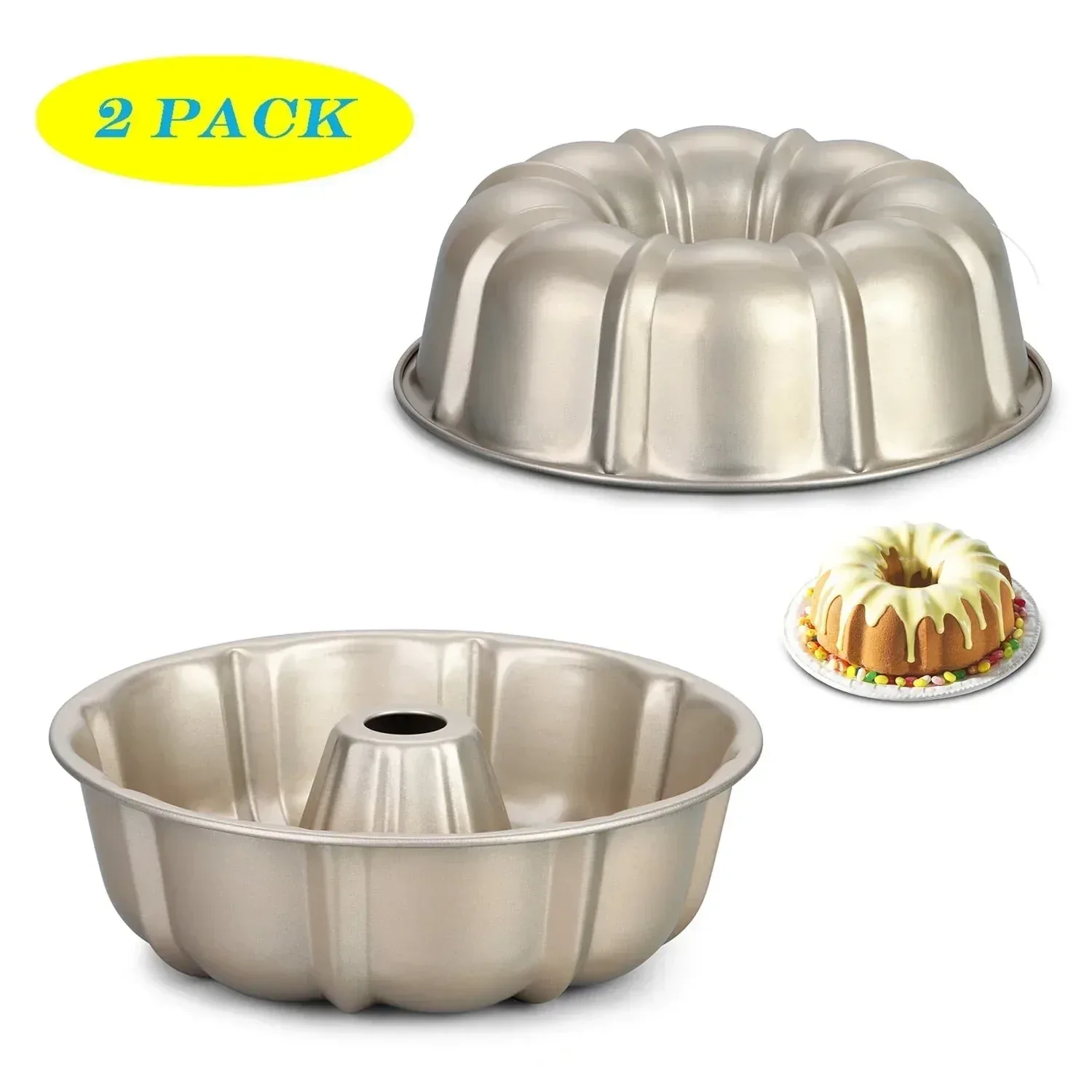 Vesteel 10 inch Bundt Cake Pan, Non-Stick Pan for Baking Brownie Flan Meatloaf, Carbon Steel Bakeware with Tube for Birthday Wedding Events, Heavy Duty & Durable - Black - Image 14