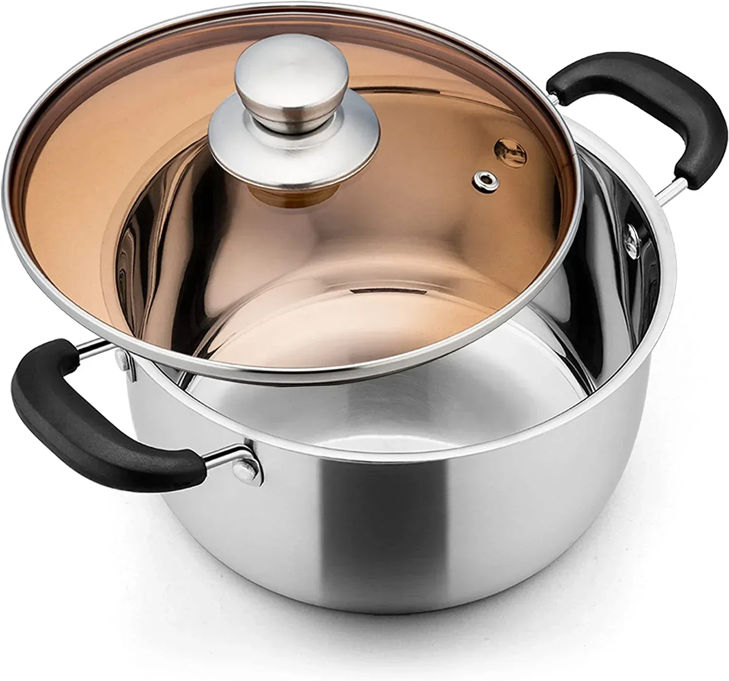 Vesteel 3 Quart Stock Pot, Stainless Steel Metal Pasta Soup Pot with Glass Lid for Cooking, Heat-Proof Double Handles, Heavy Duty & Dishwasher Safe - Image 7