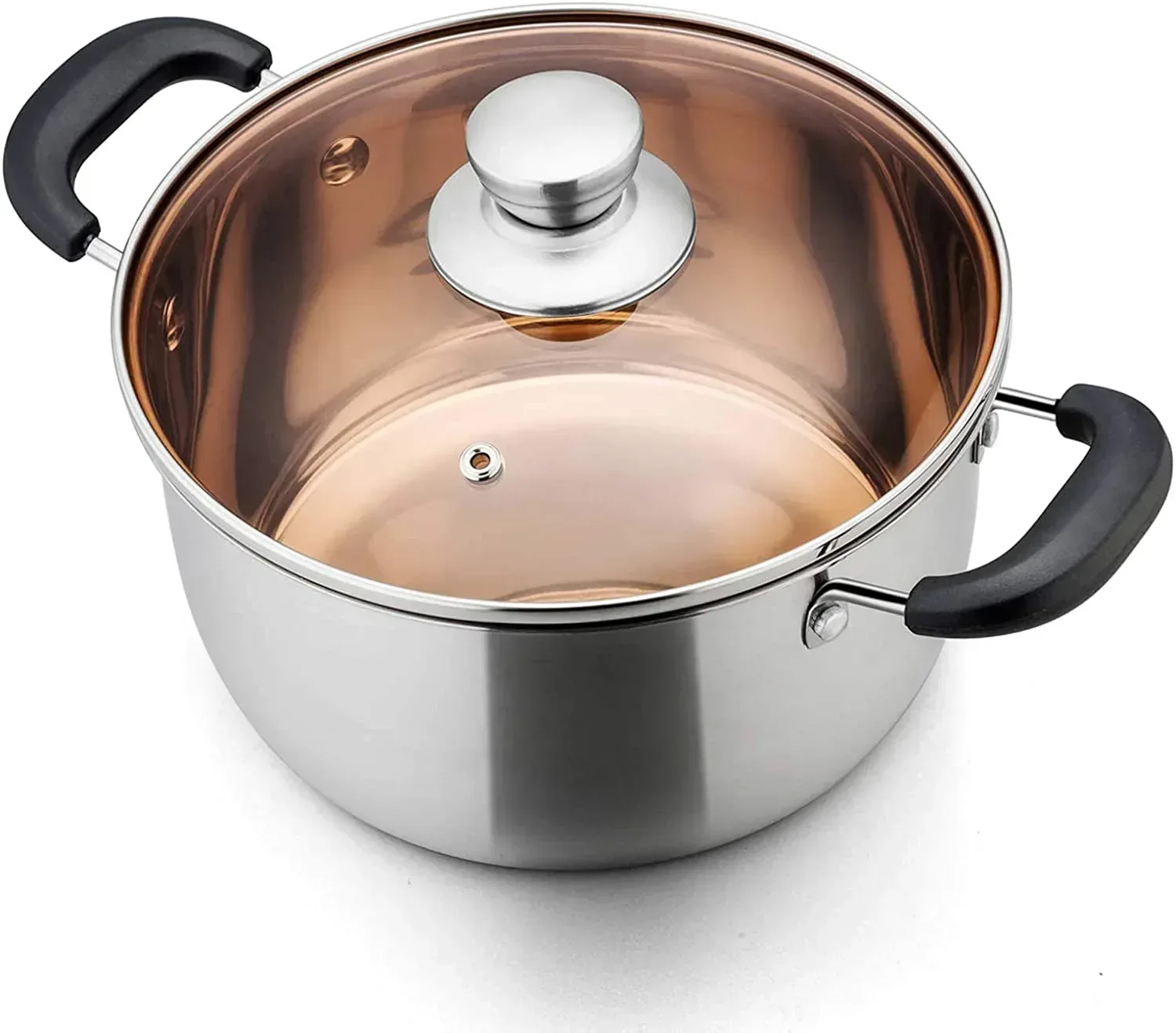 Vesteel 3 Quart Stock Pot, Stainless Steel Metal Pasta Soup Pot with Glass Lid for Cooking, Heat-Proof Double Handles, Heavy Duty & Dishwasher Safe - Image 8