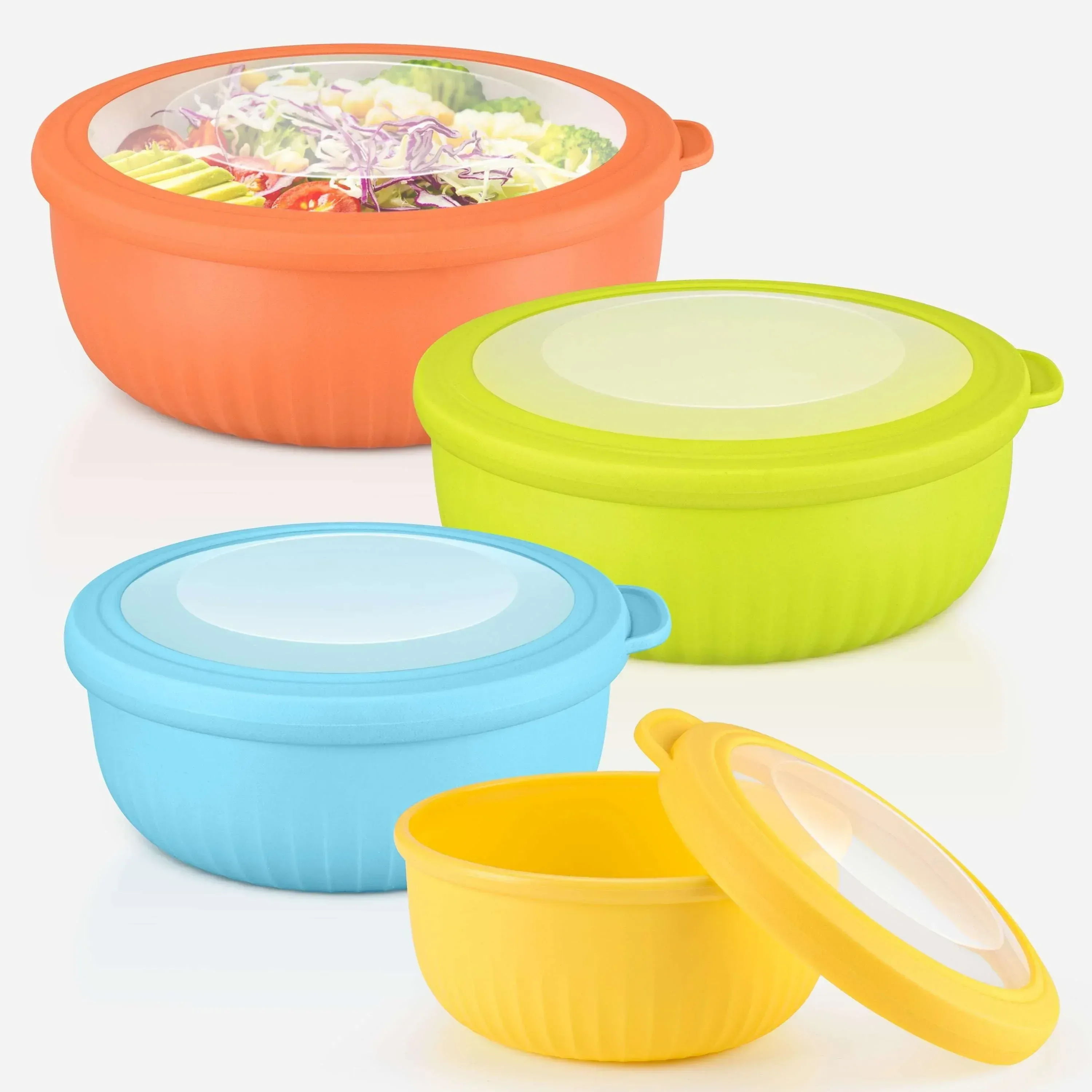 Vesteel 8Pcs Mixing Bowl Set with Lids, Nesting Plastic Bowls for for Mixing Serving Preparing Storage, Kitchen Prep Bowls, Dishwasher Safe, Blue - Image 10