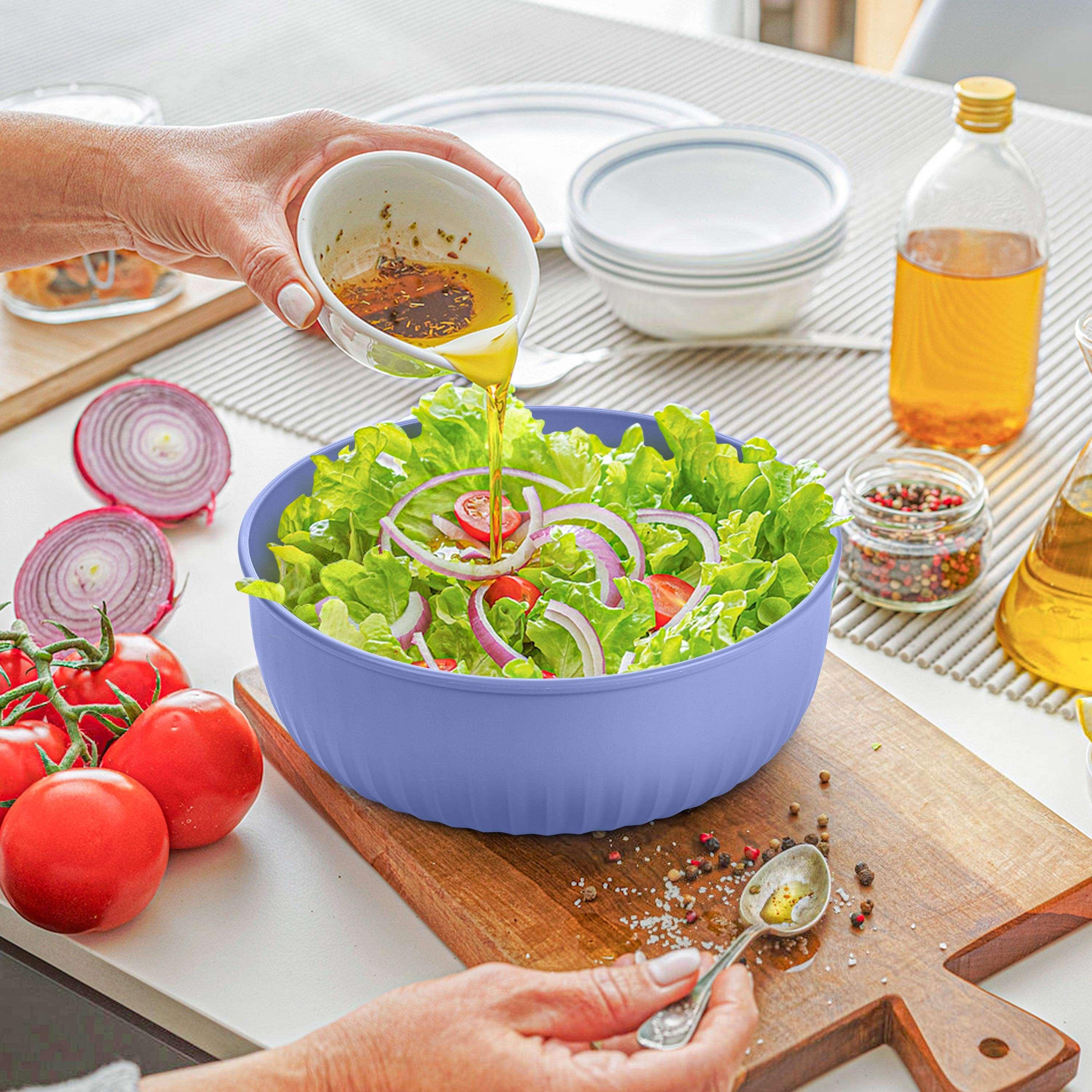 Vesteel 8Pcs Mixing Bowl Set with Lids, Nesting Plastic Bowls for for Mixing Serving Preparing Storage, Kitchen Prep Bowls, Dishwasher Safe, Blue - Image 5