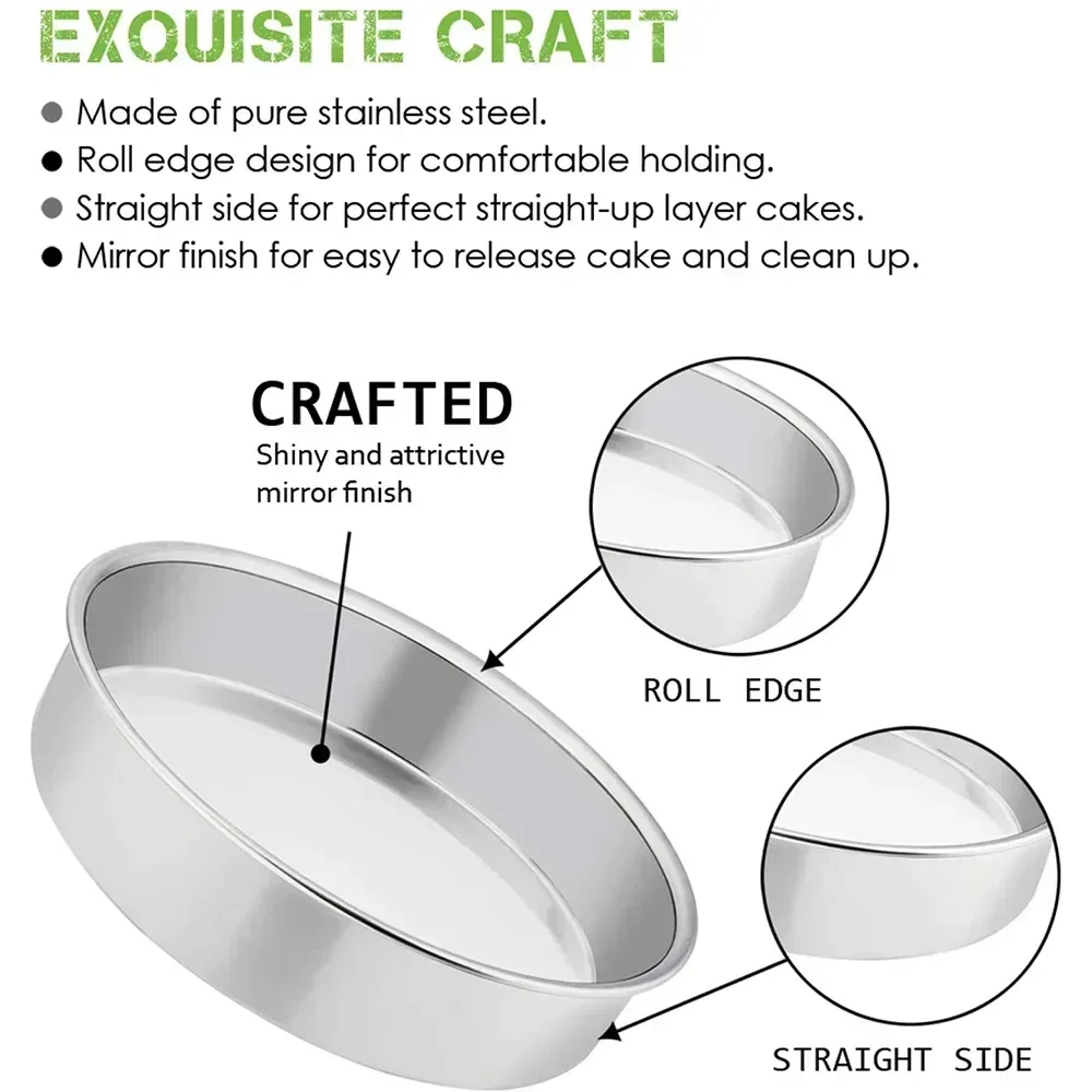 Vesteel Cake Pan, Stainless Steel Round Layer Cake Baking Pans, Non-Toxic & Healthy, Mirror Finish & Dishwasher Safe - Image 30