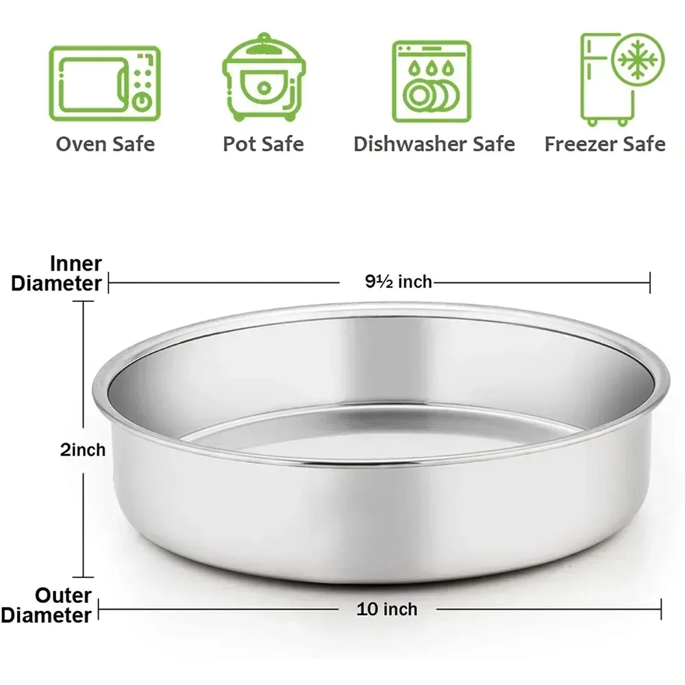 Vesteel Cake Pan, Stainless Steel Round Layer Cake Baking Pans, Non-Toxic & Healthy, Mirror Finish & Dishwasher Safe - Image 9