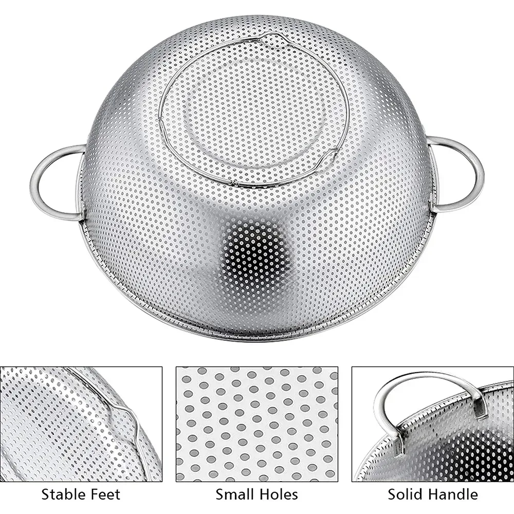VeSteel Colander Set of 3, Stainless Steel Micro-Perforated Colanders Strainers for Draining Rinsing Washing, Ideal for Pasta Vegetables Fruits, Heavy Duty & Dishwasher Safe - Image 31