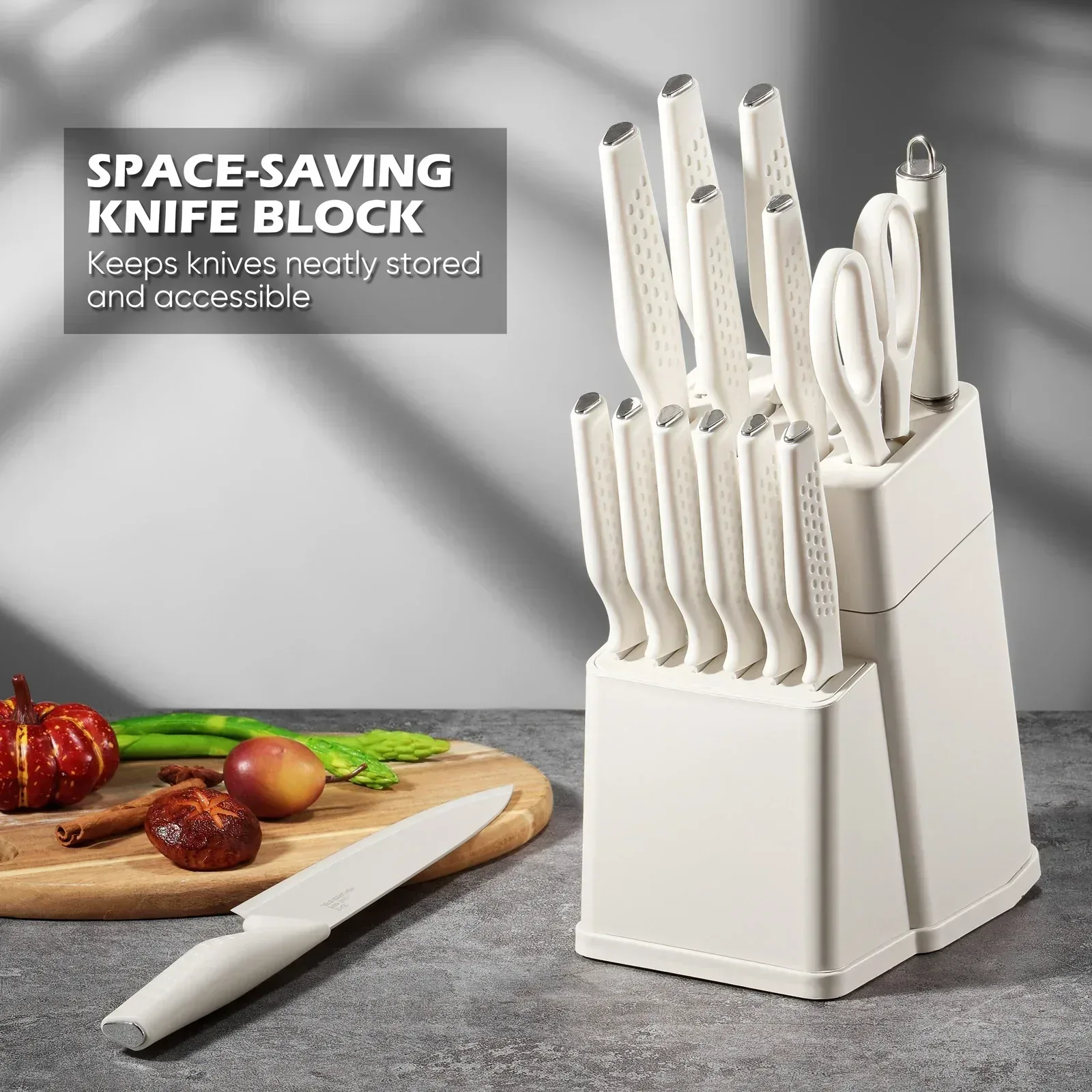 Vesteel Knife Block Set for Kitchen, 15-Piece High Carbon Stainless Steel Knives Set with Ergonomic Handle, Ultra-sharp & Rust Resistant - Image 22
