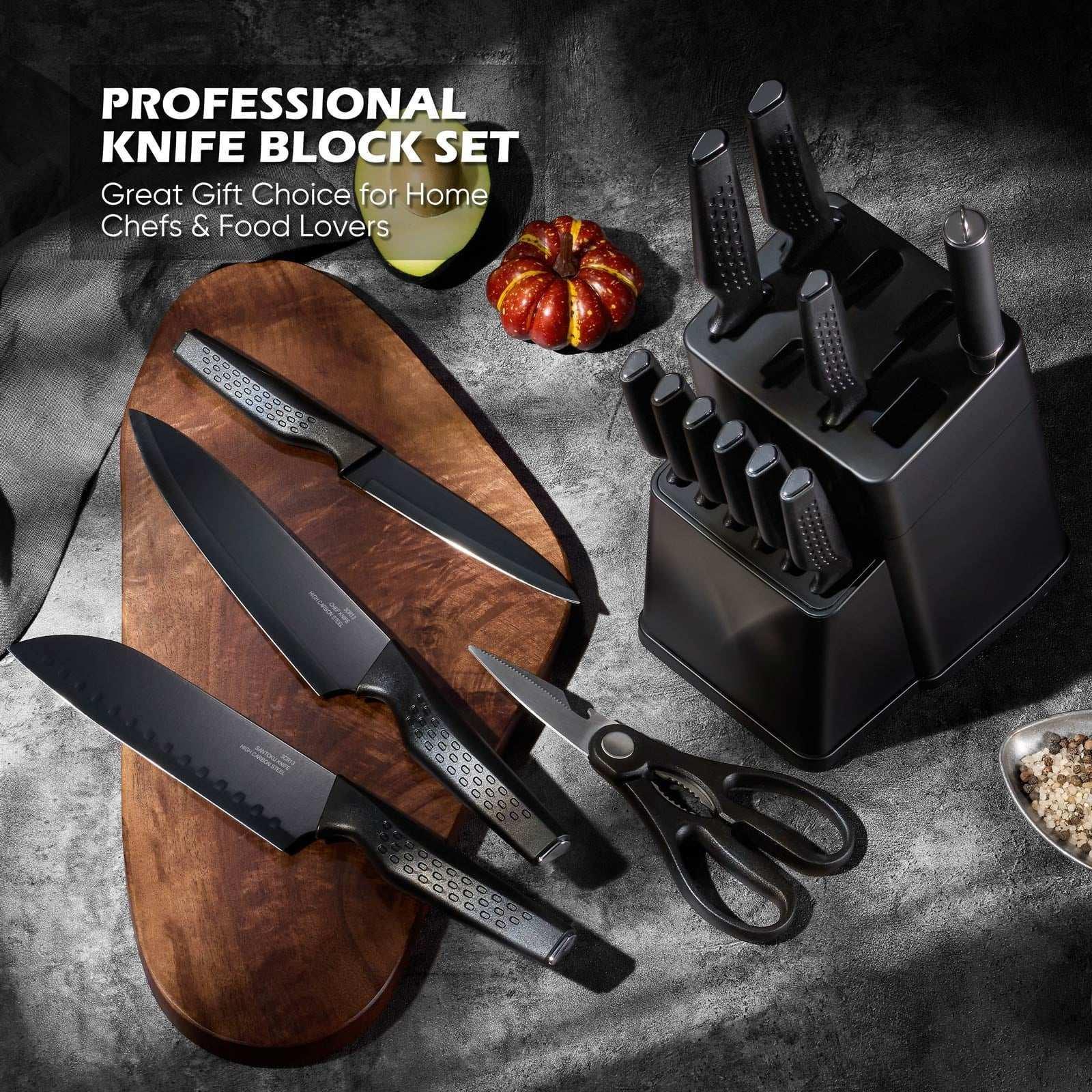 Vesteel Knife Block Set for Kitchen, 15-Piece High Carbon Stainless Steel Knives Set with Ergonomic Handle, Ultra-sharp & Rust Resistant - Image 6