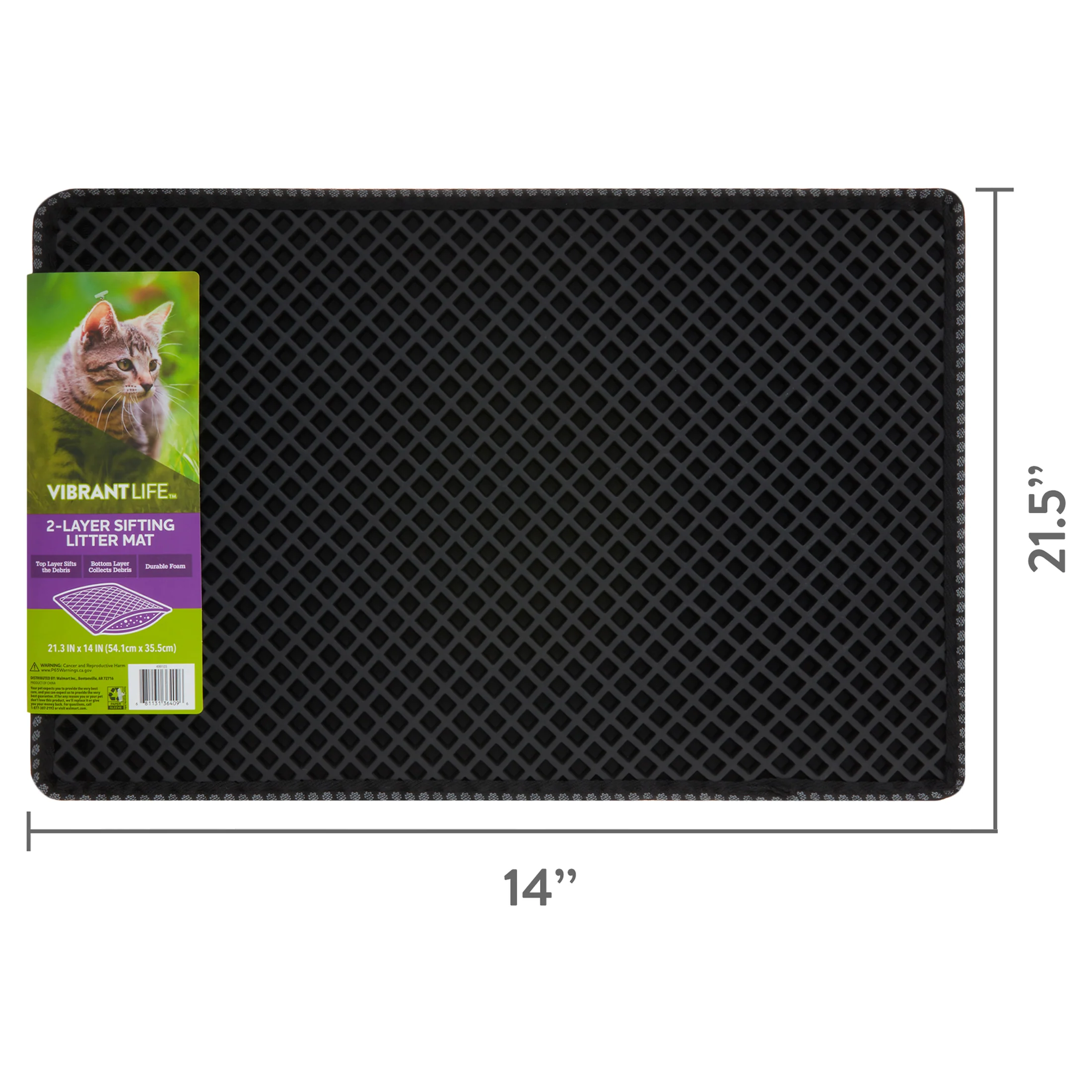Vibrant Life 2-Layer Sifting Cat Litter Mat, Black, 21.3" x 14" - Image 4