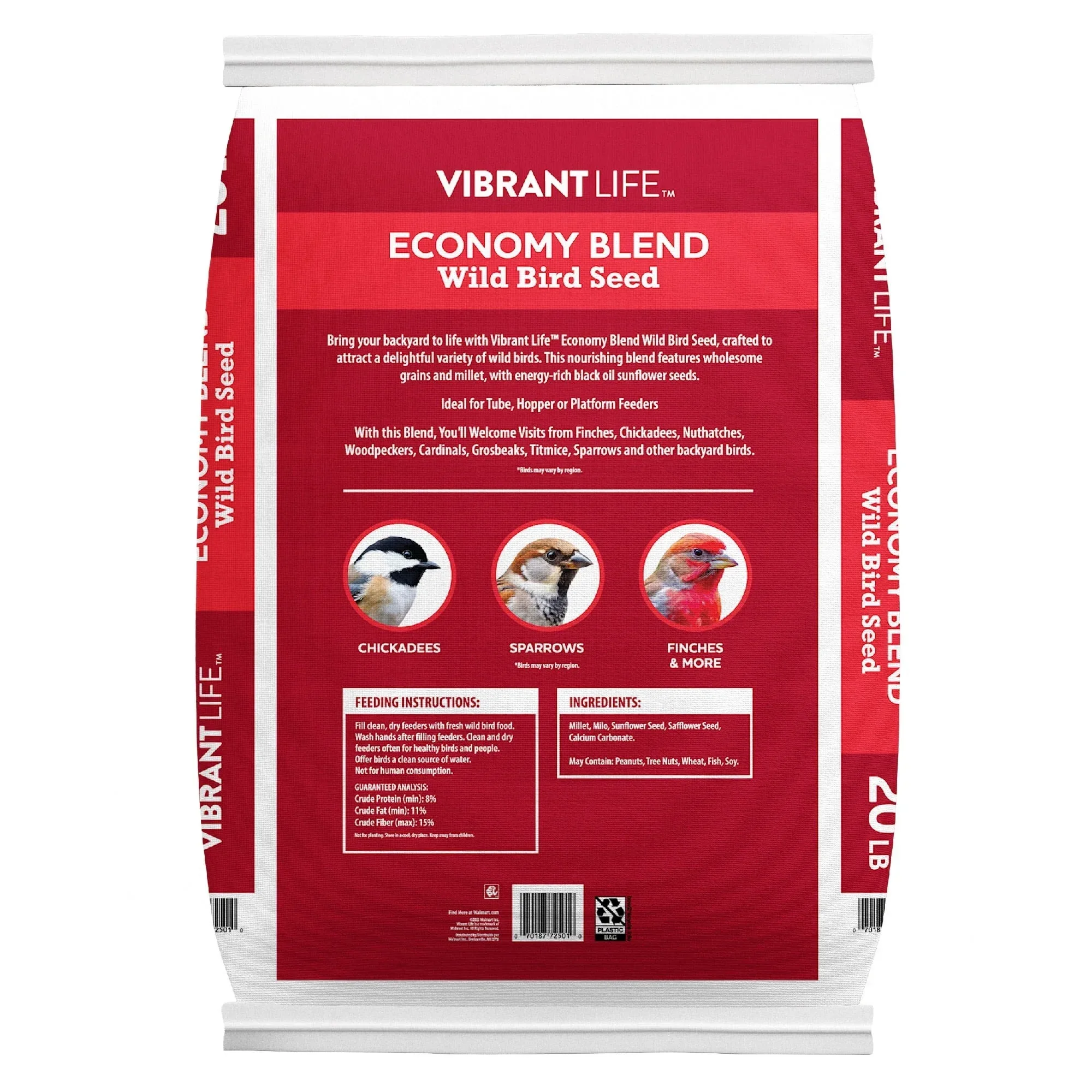 Vibrant Life Economy Blend Wild Bird Seed with Black Oil Sunflower, 20 lb. - Image 2