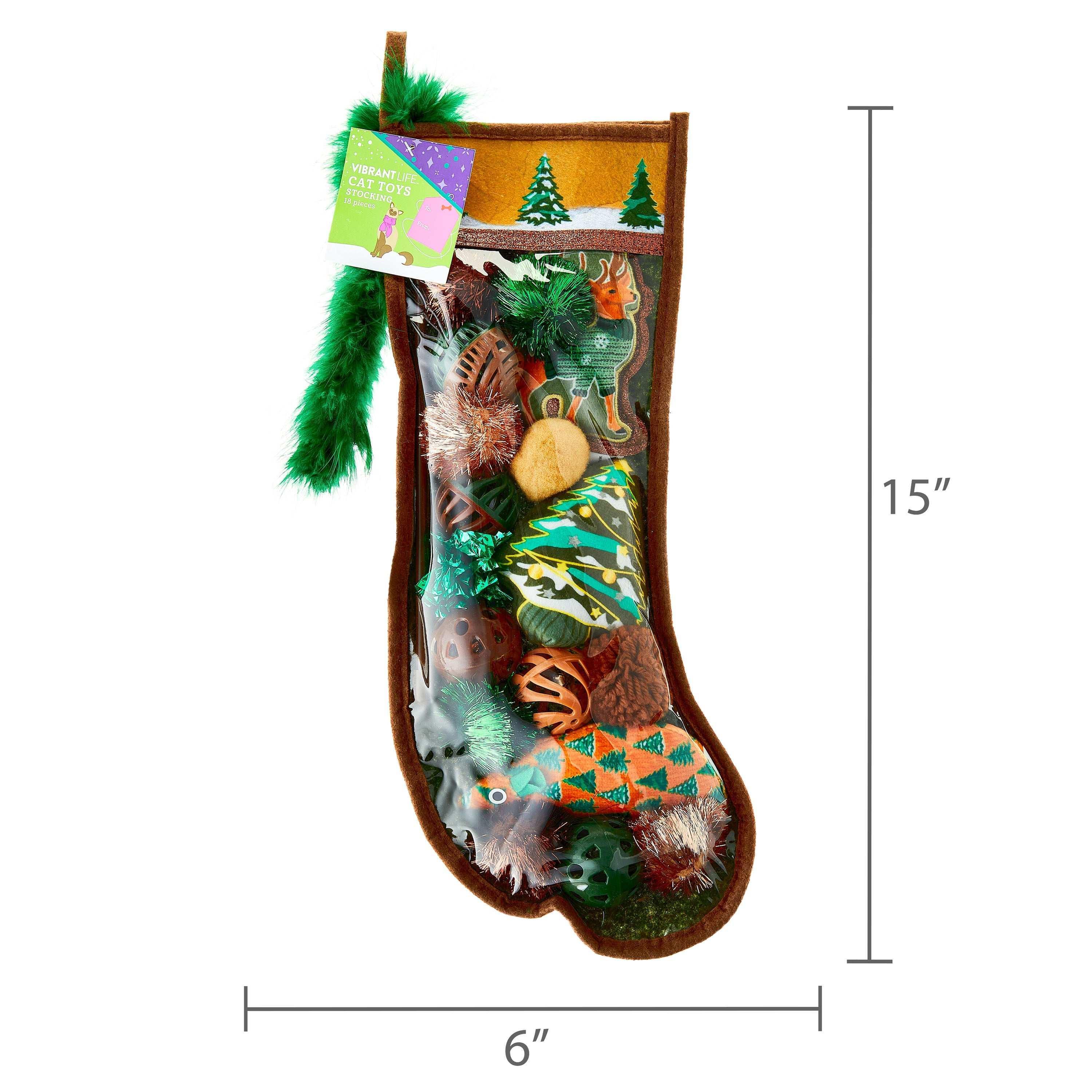 Vibrant Life Holiday 18-Piece Cat Toy Stocking Gift Set, Brown - Image 5