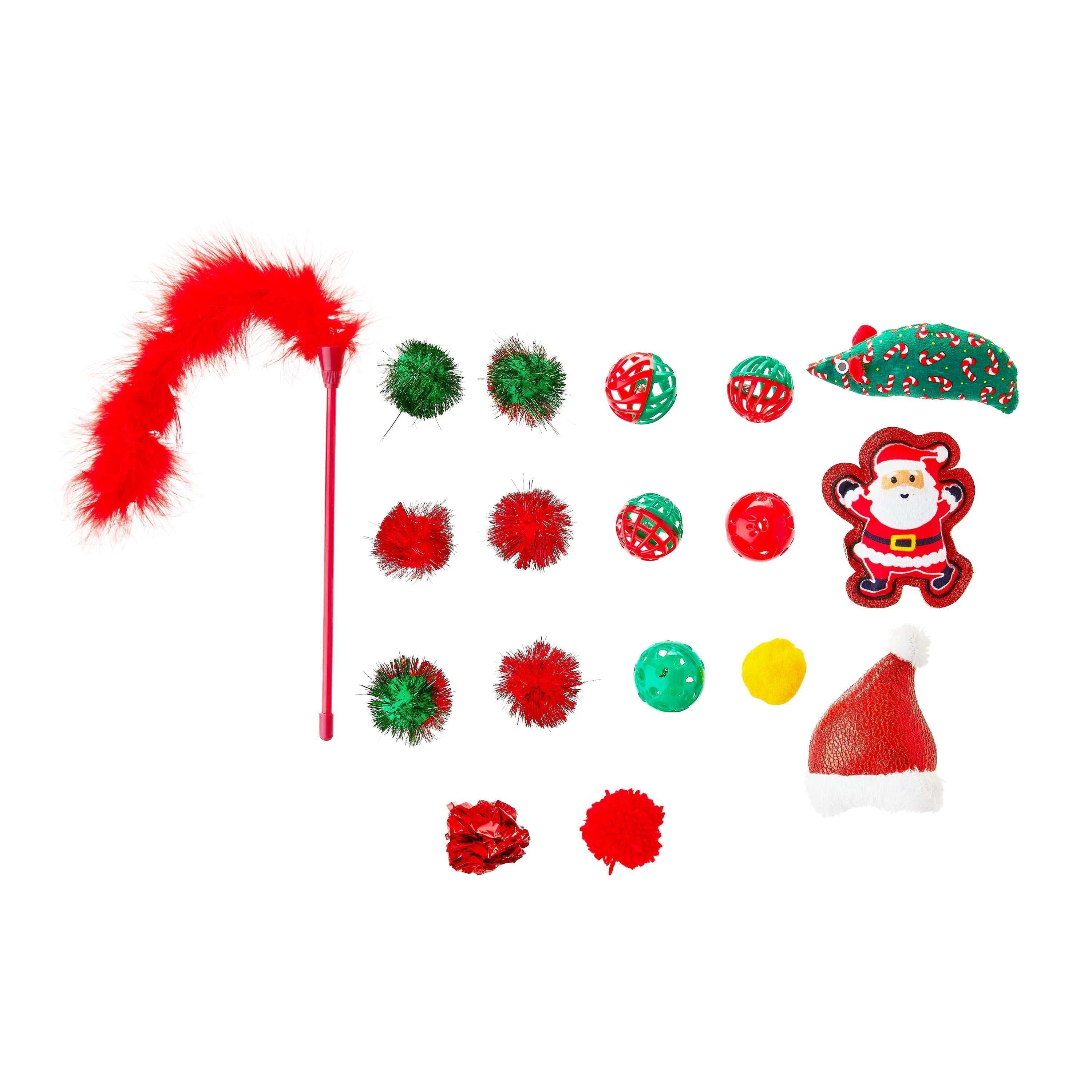 Vibrant Life Holiday 18-Piece Cat Toy Stocking Gift Set, Red - Image 2