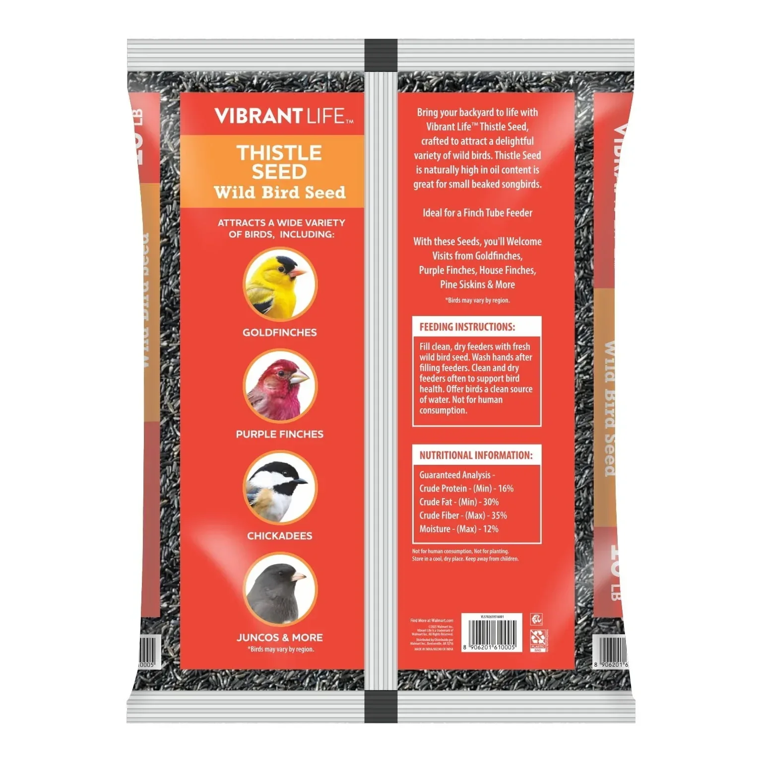 Vibrant Life Nyjer Thistle Seed Wild Bird Food for Finches, 10 lb Bag - Image 3